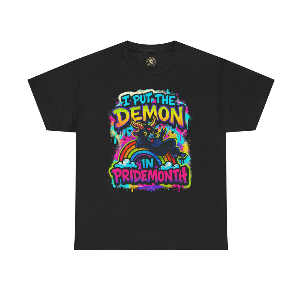 Pride Month Unisex Tee - I Put the Demon in Pride Month, LGBTQ+ Apparel, Rainbow Shirt, Festival Wear, Gift for Allies & Activists
