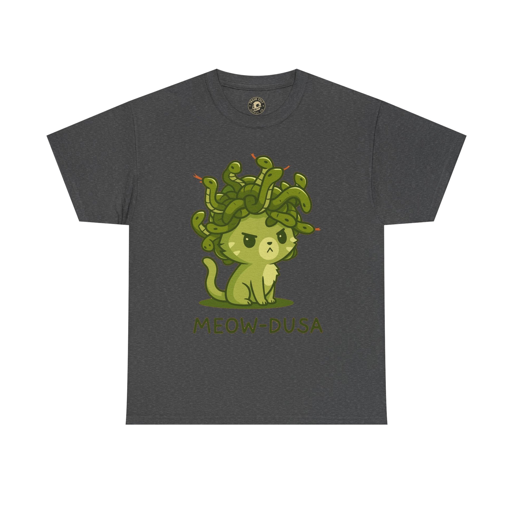 Meow-dusa Funny Cat Medusa T-Shirt – Gildan 5000 Heavy Cotton Tee