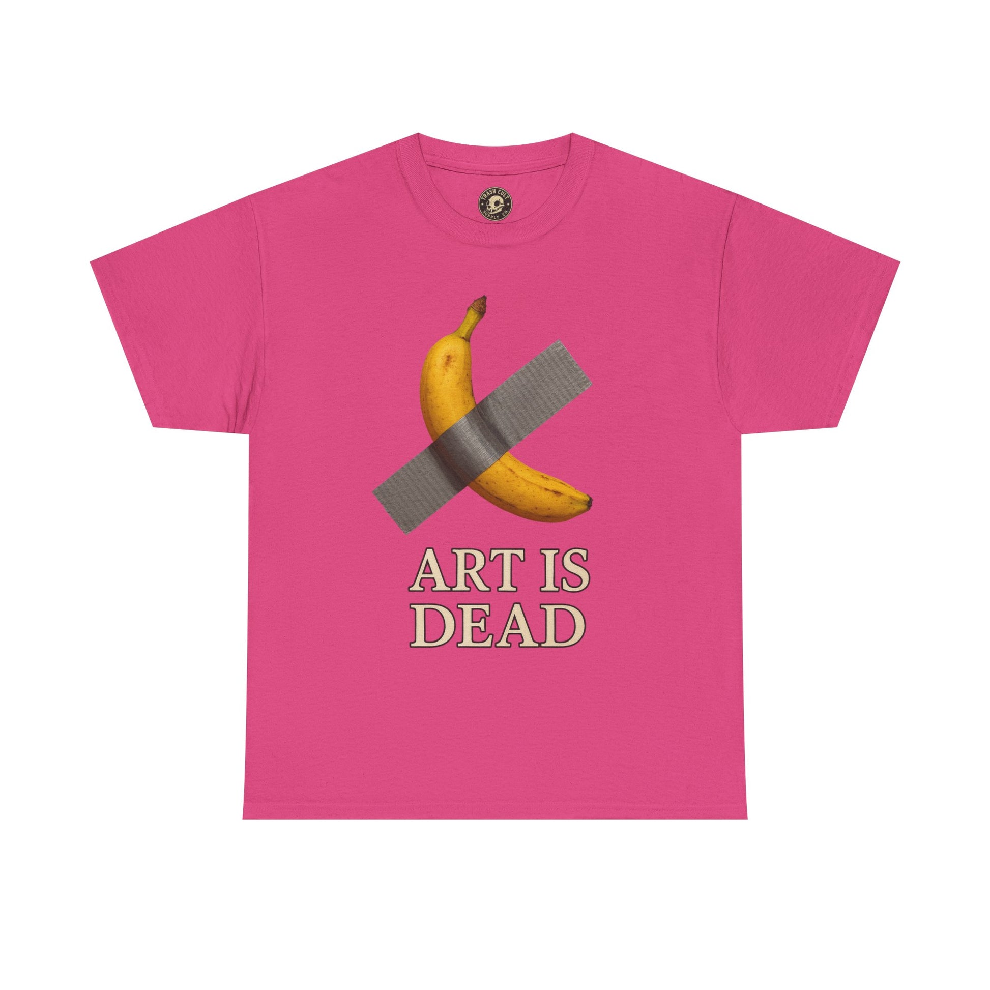 “ART IS DEAD” Banana Duct Tape Meme Tee – Satirical Art Parody Shirt by Trash Cult Supply Co.