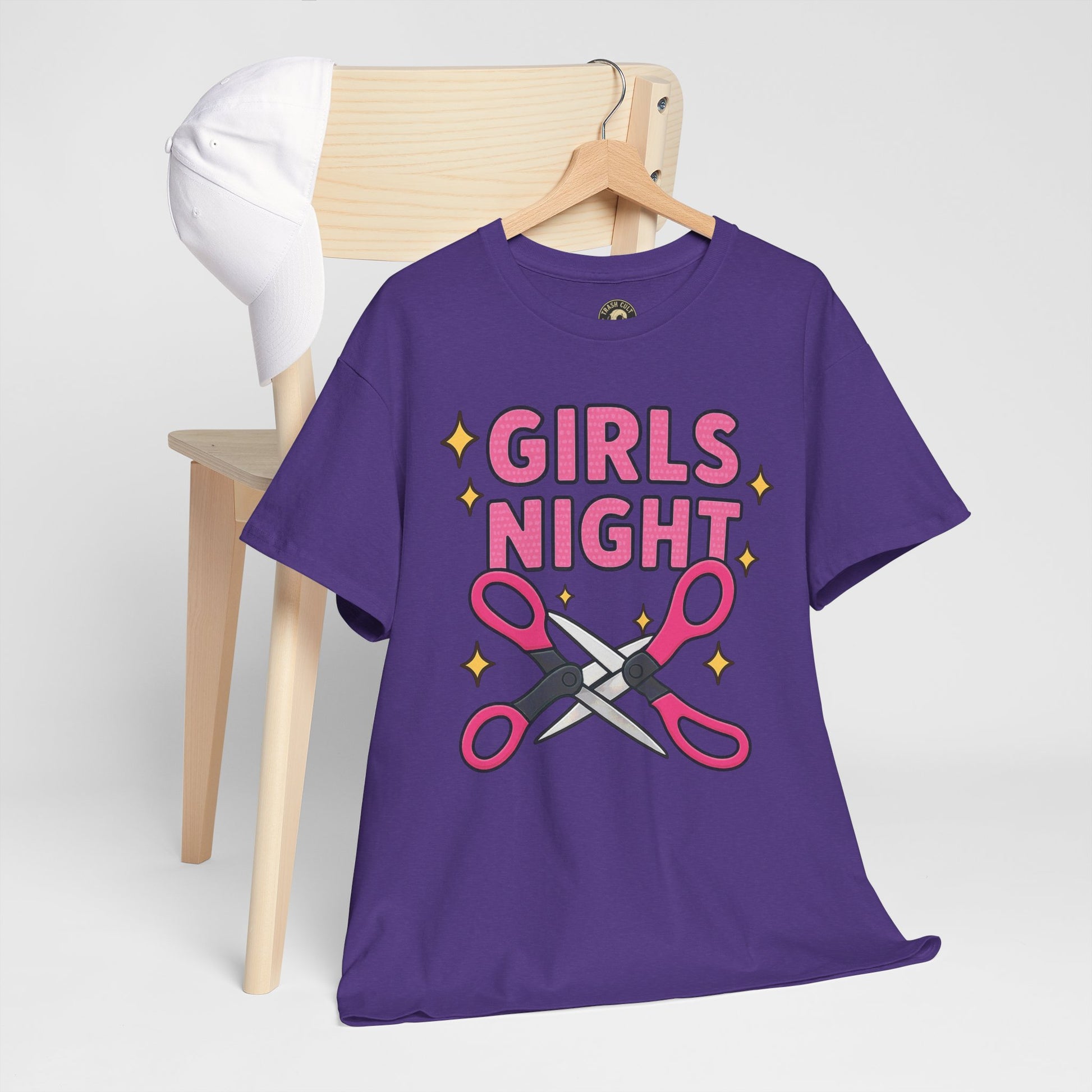 Funny Girls Night Shirt – Lesbian Humor Tee – Pink Scissors Graphic on Gildan 5000