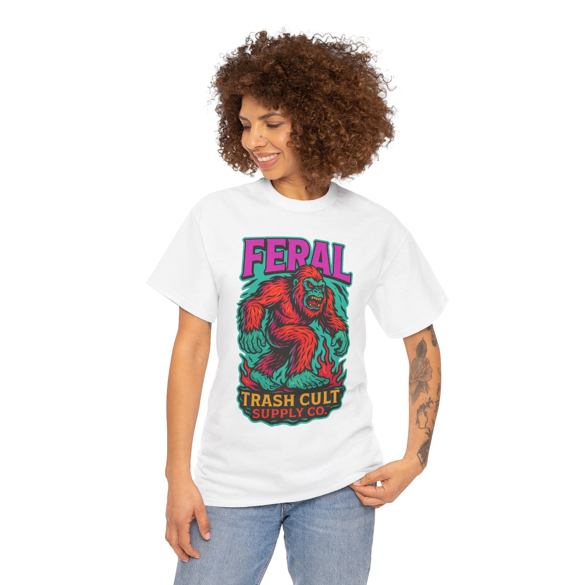 FERAL Bigfoot Shirt – Trashcore Bold Colors | Trash Cult Supply Co | Gildan 5000 Tee