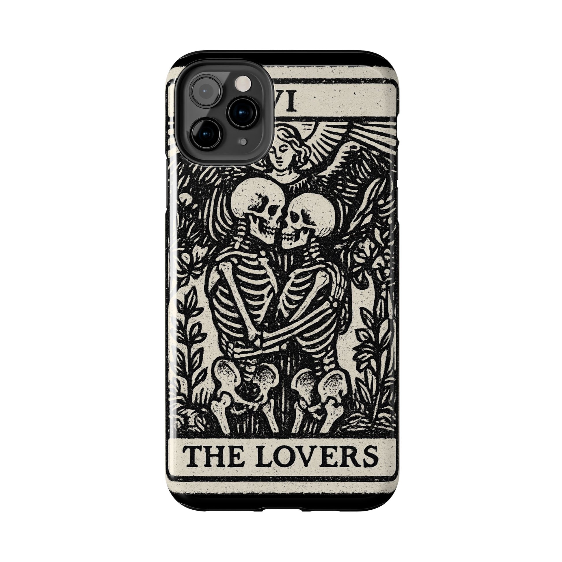 Tough Phone Case with Skeleton Lovers Design, Gothic Phone Cover, Unique Couples Gift, Halloween Accessory, Edgy Tech Design