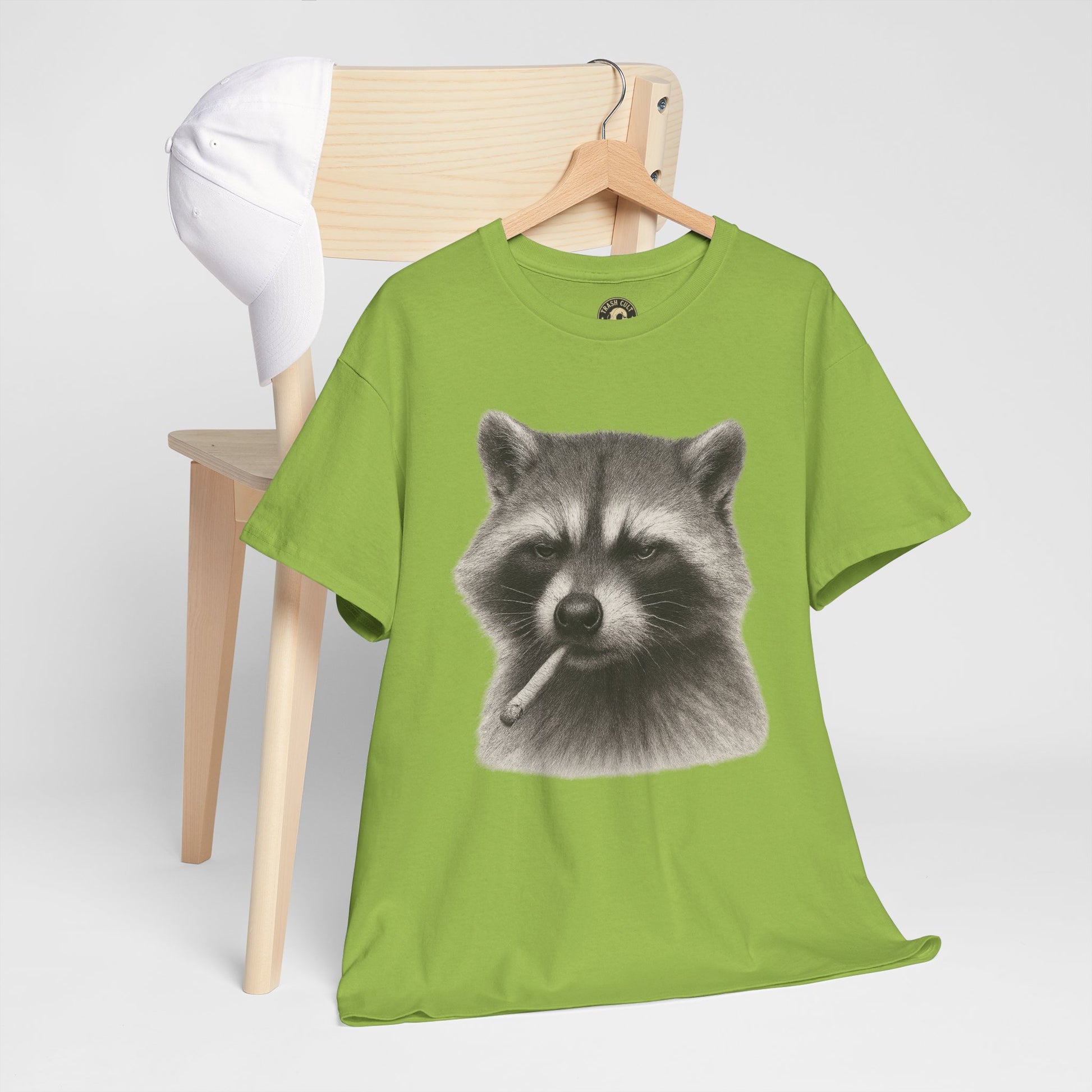 Dirty Harry Raccoon Halftone Shirt – Soft Grit Aesthetic, Smoking Trash Panda Graphic Tee