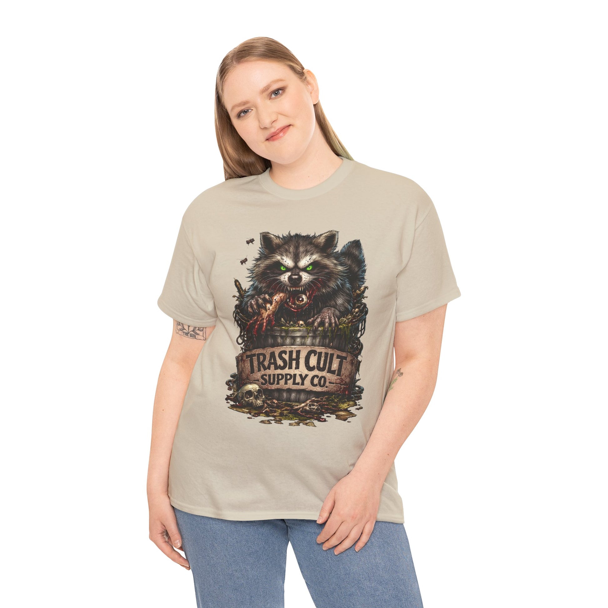 Raccoon 'Trash Cult Supply Co.' Graphic Tee — Vintage Grunge Animal Streetwear