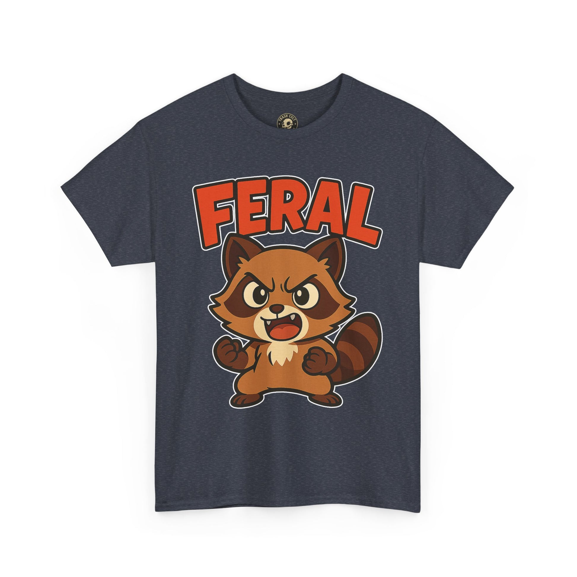 Feral Cartoon Tee - Unisex Heavy Cotton Shirt, Cute Graphic, Animal Lovers Gift, Casual Wear, Fun T-Shirt for Kids & Adults
