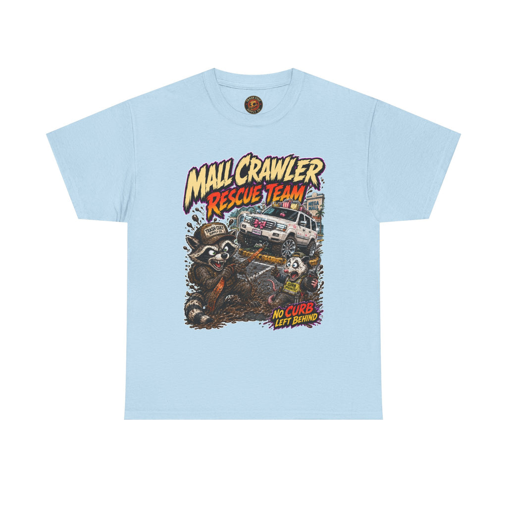 Mall Crawler Rescue Team T‑Shirt — Vintage Raccoon Rescue Graphic Tee (“No Curb Left Behind”)