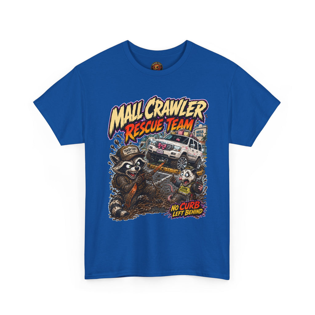 Mall Crawler Rescue Team T‑Shirt — Vintage Raccoon Rescue Graphic Tee (“No Curb Left Behind”)