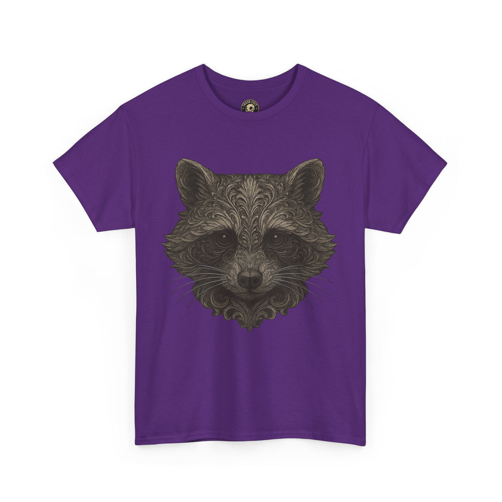 Ornate Raccoon Face Shirt – Intricate Woodland Animal Art Tee – Tattoo-Inspired Forest Aesthetic – Trash Cult Supply Co.