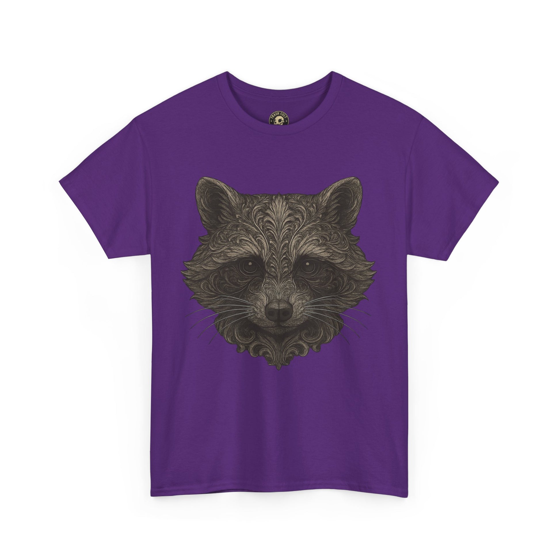 Ornate Raccoon Face Shirt – Intricate Woodland Animal Art Tee – Tattoo-Inspired Forest Aesthetic – Trash Cult Supply Co.
