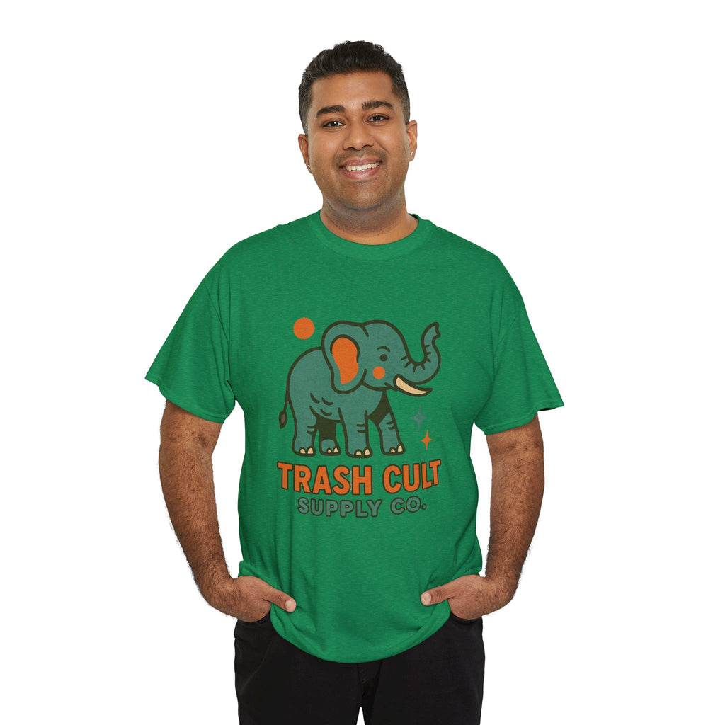 Trash Cult Elephant Unisex Heavy Cotton Tee, Eco-Friendly Shirt, Cool Casual Tee, Gift for Animal Lovers, Vintage Style T-Shirt