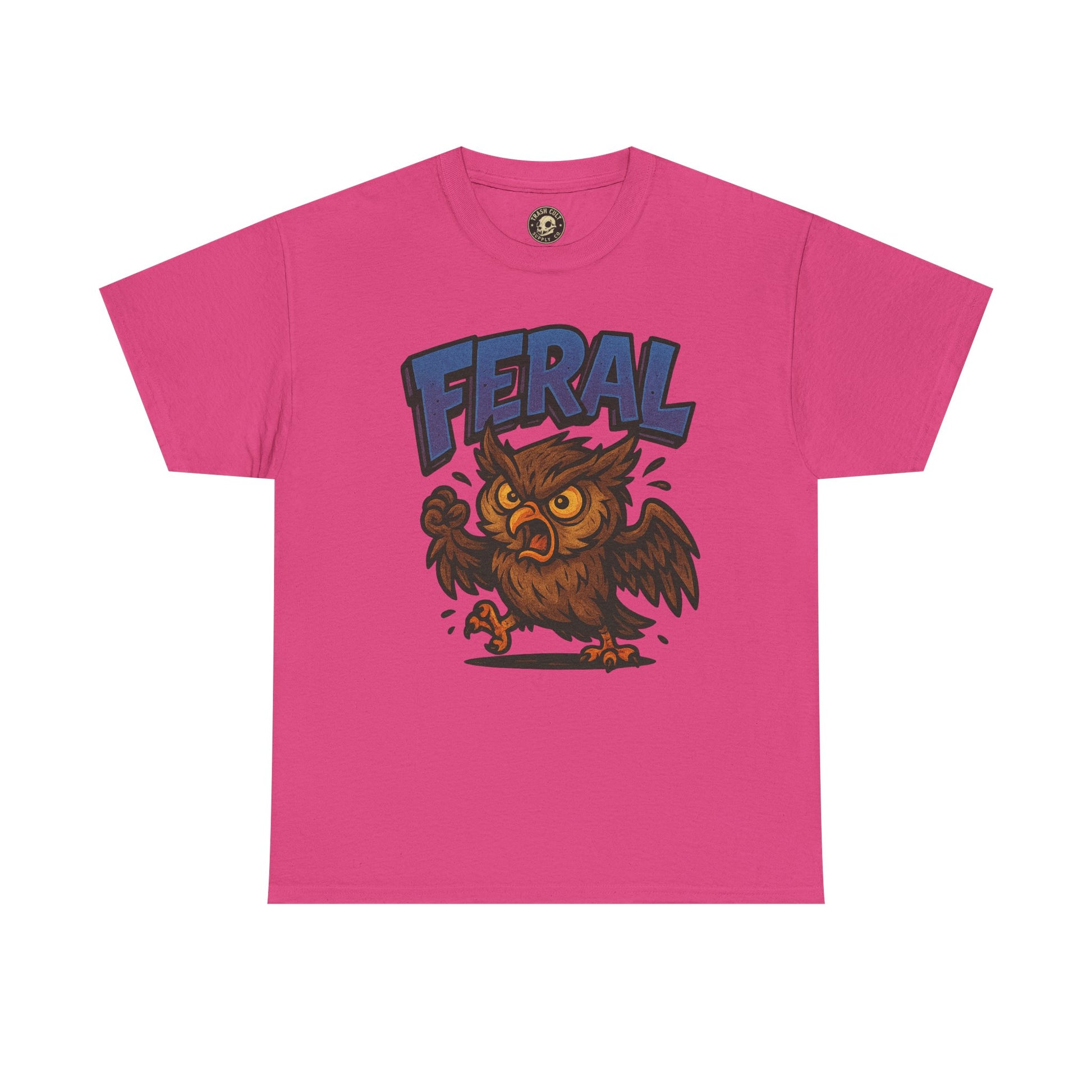 Feral Owl T-Shirt – Bold Animal Graphic Tee | Unisex Cotton Shirt for Bird Nerds & Chaos Lovers