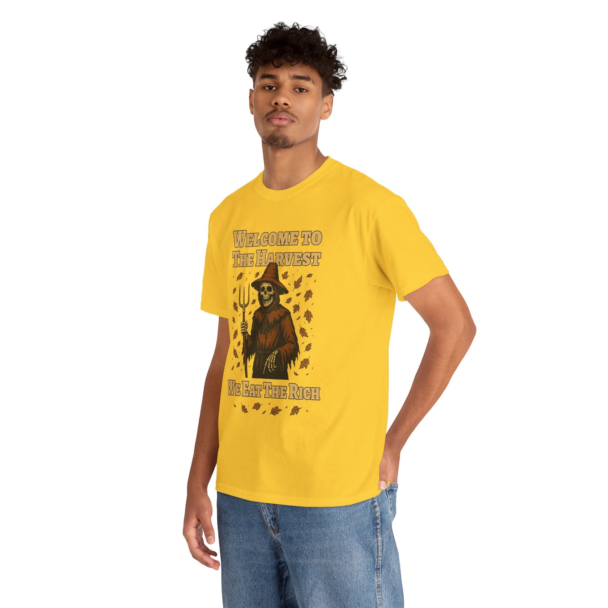 Eat the Rich Shirt – Welcome to the Harvest Skeleton Scarecrow Tee – Fall of Humanity Collection – Trash Cult Supply Co.
