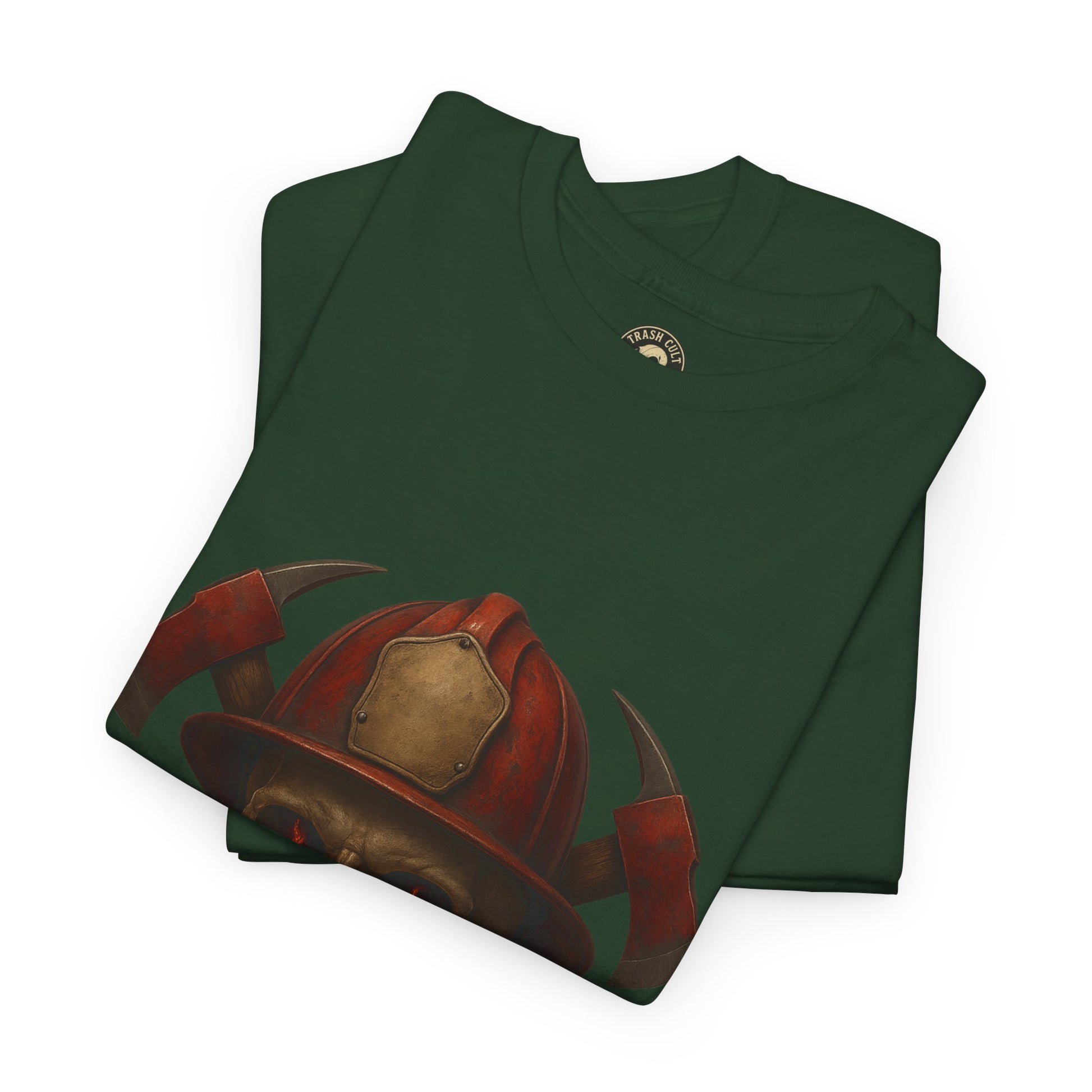 Skull Firefighter Tee, Unisex Heavy Cotton Shirt, Firefighter Gift, Halloween Costume T-Shirt, Unique Graphic Tee, Casual Wear