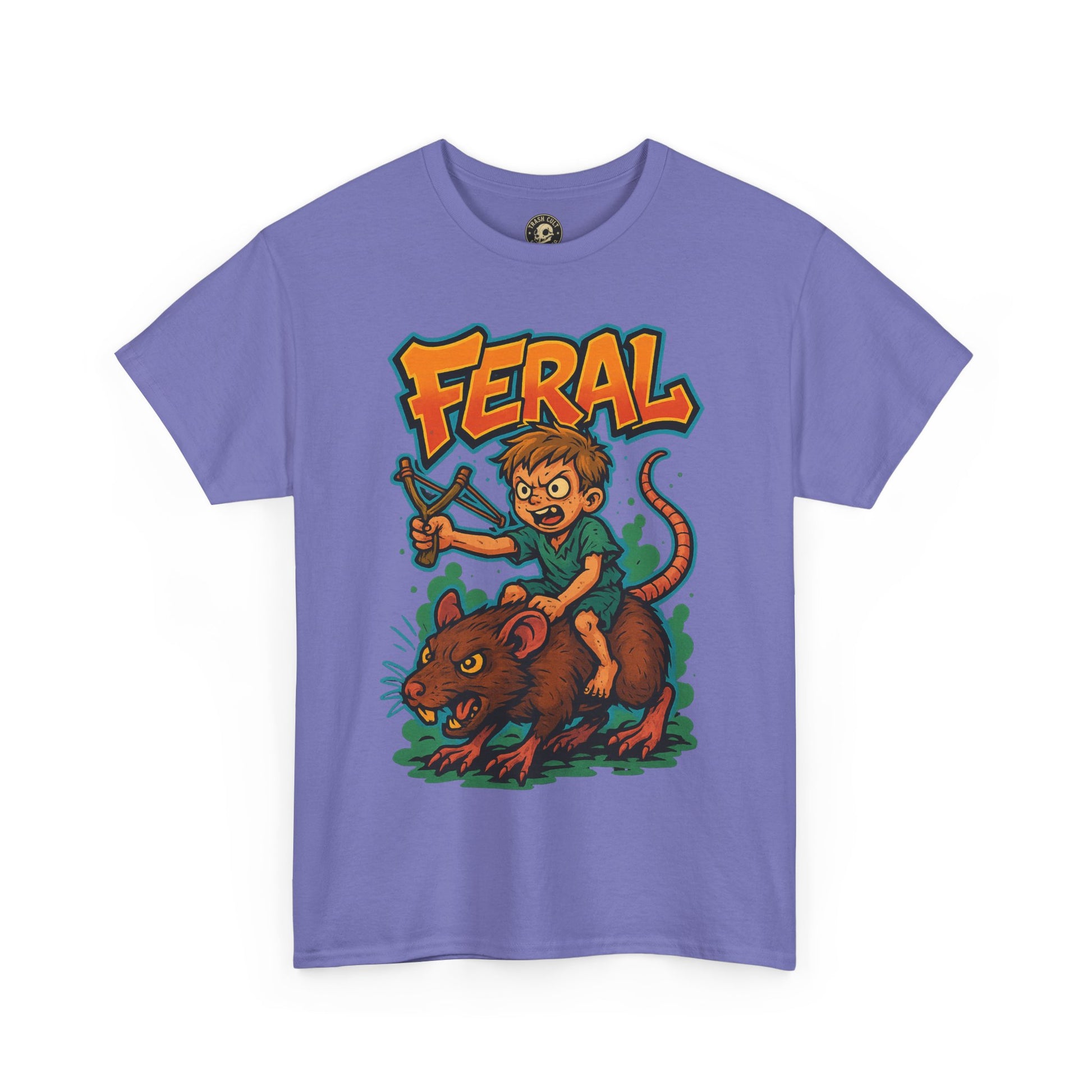 FERAL Graffiti Rat Rider T-Shirt – Bold New School Streetwear | Gildan 5000 Chaos Graphic Tee