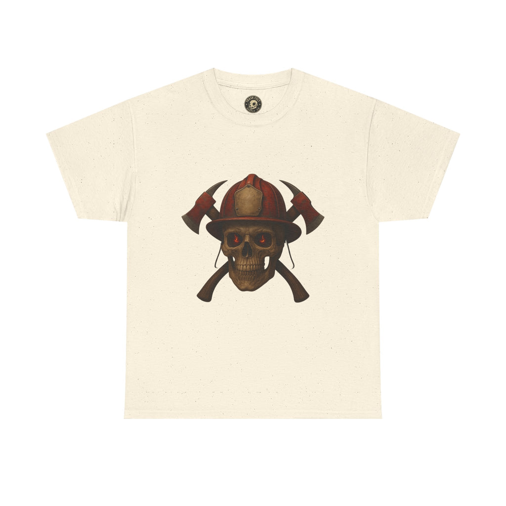 Skull Firefighter Tee, Unisex Heavy Cotton Shirt, Firefighter Gift, Halloween Costume T-Shirt, Unique Graphic Tee, Casual Wear