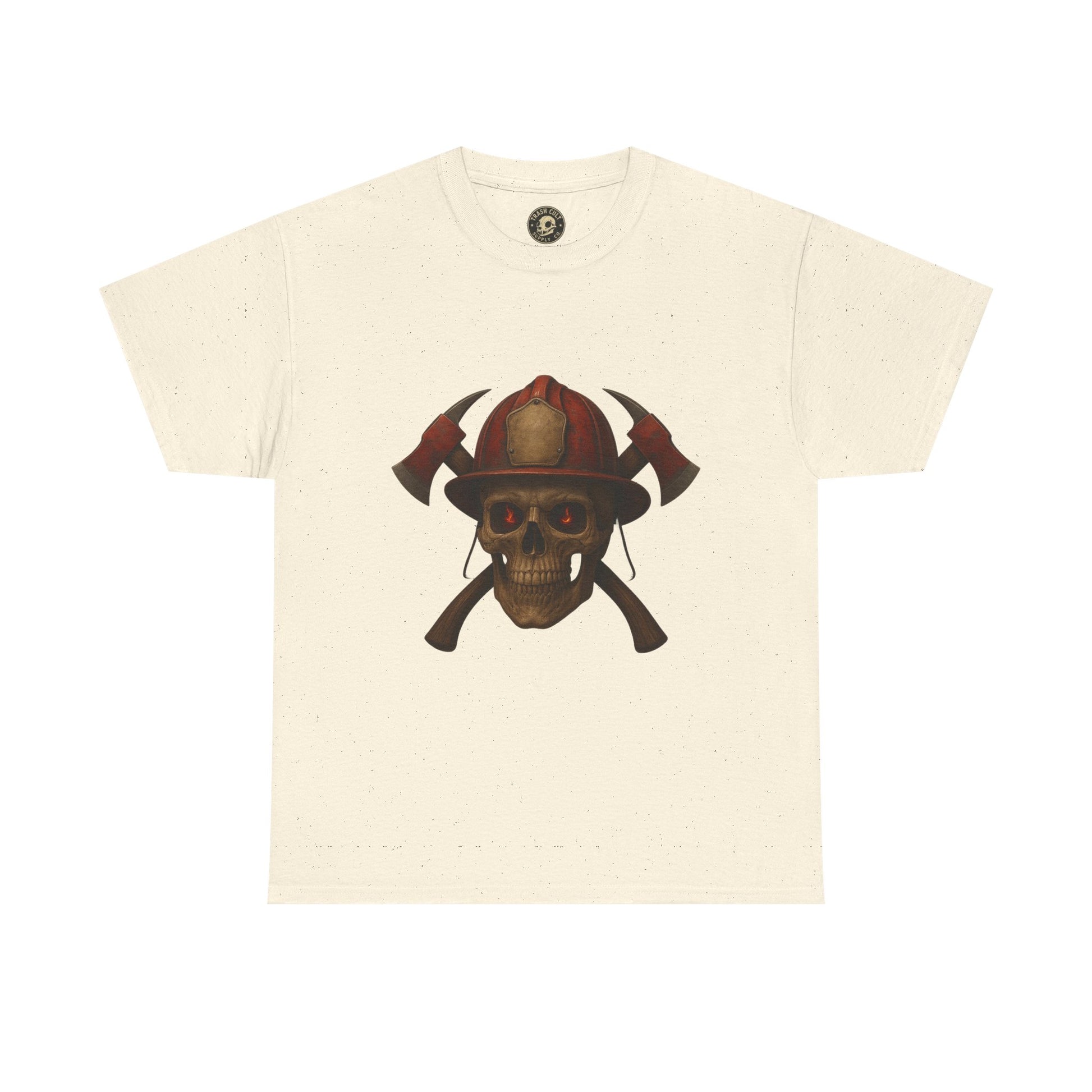 Skull Firefighter Tee, Unisex Heavy Cotton Shirt, Firefighter Gift, Halloween Costume T-Shirt, Unique Graphic Tee, Casual Wear