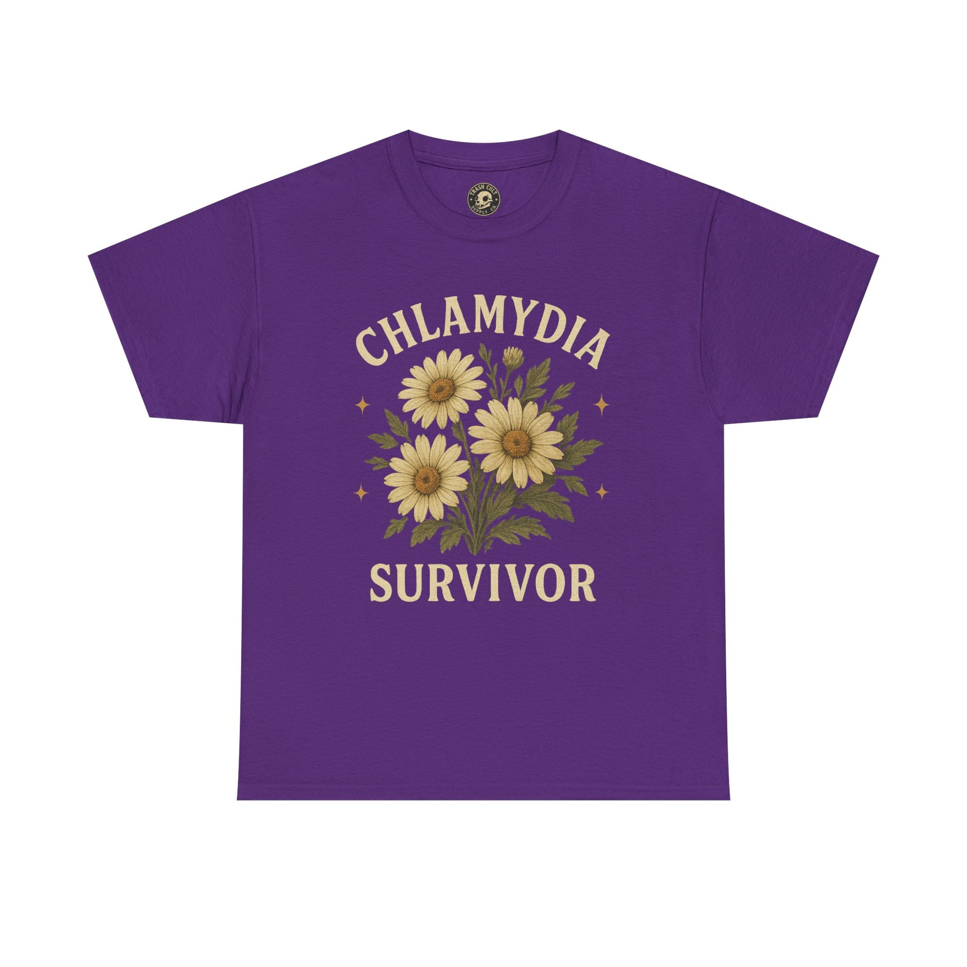 Chlamydia Survivor Vintage Floral Tee – Funny Bold Statement Shirt – Gildan 5000 Unisex Heavy Cotton