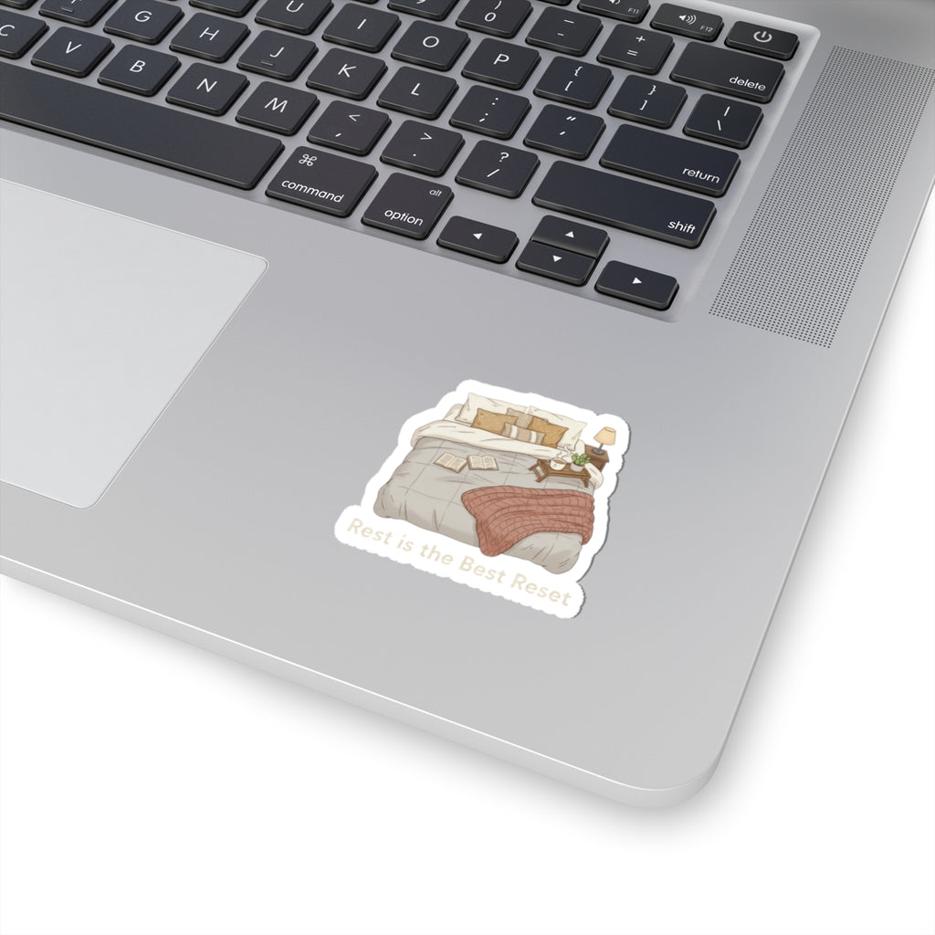 Rest Is the Best Reset Kiss-Cut Stickers | sleepy humor, restful vibes