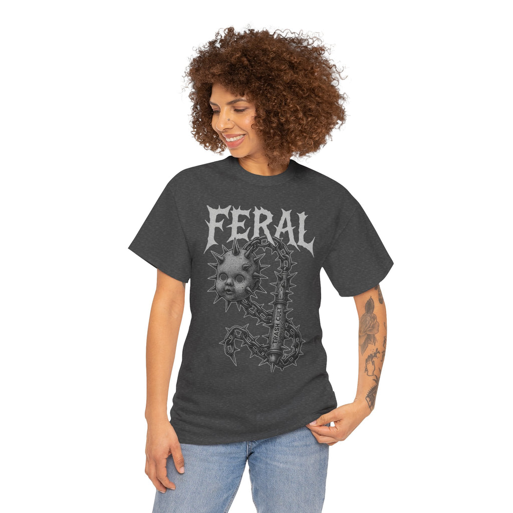 FERAL Spiked Doll Flail Tee – Halftone Gothic Weapon Shirt | Trash Cult Supply Co. | Gildan 5000