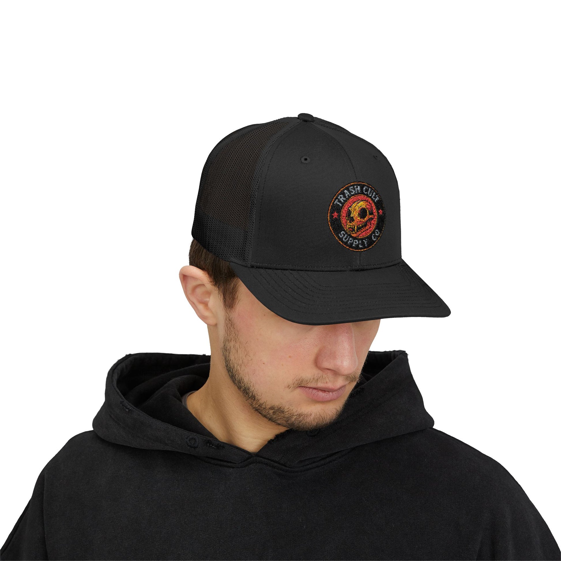 Trash Cult Supply Co. Trucker Hat – Embroidered Logo Snapback Cap