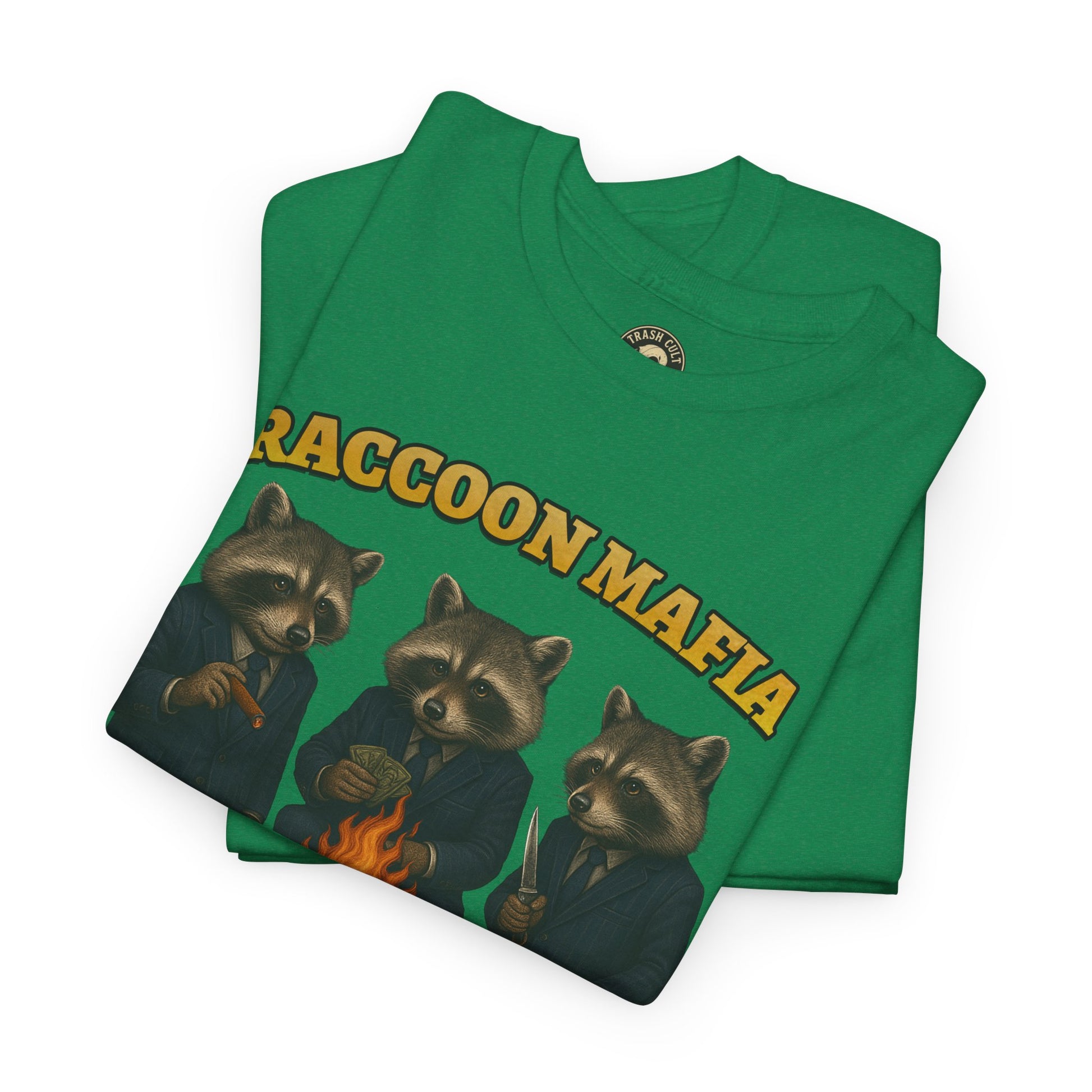 Raccoon Mafia T-Shirt – Realistic Gangster Raccoons in Suits | Trash Cult Supply Co | Gildan 5000