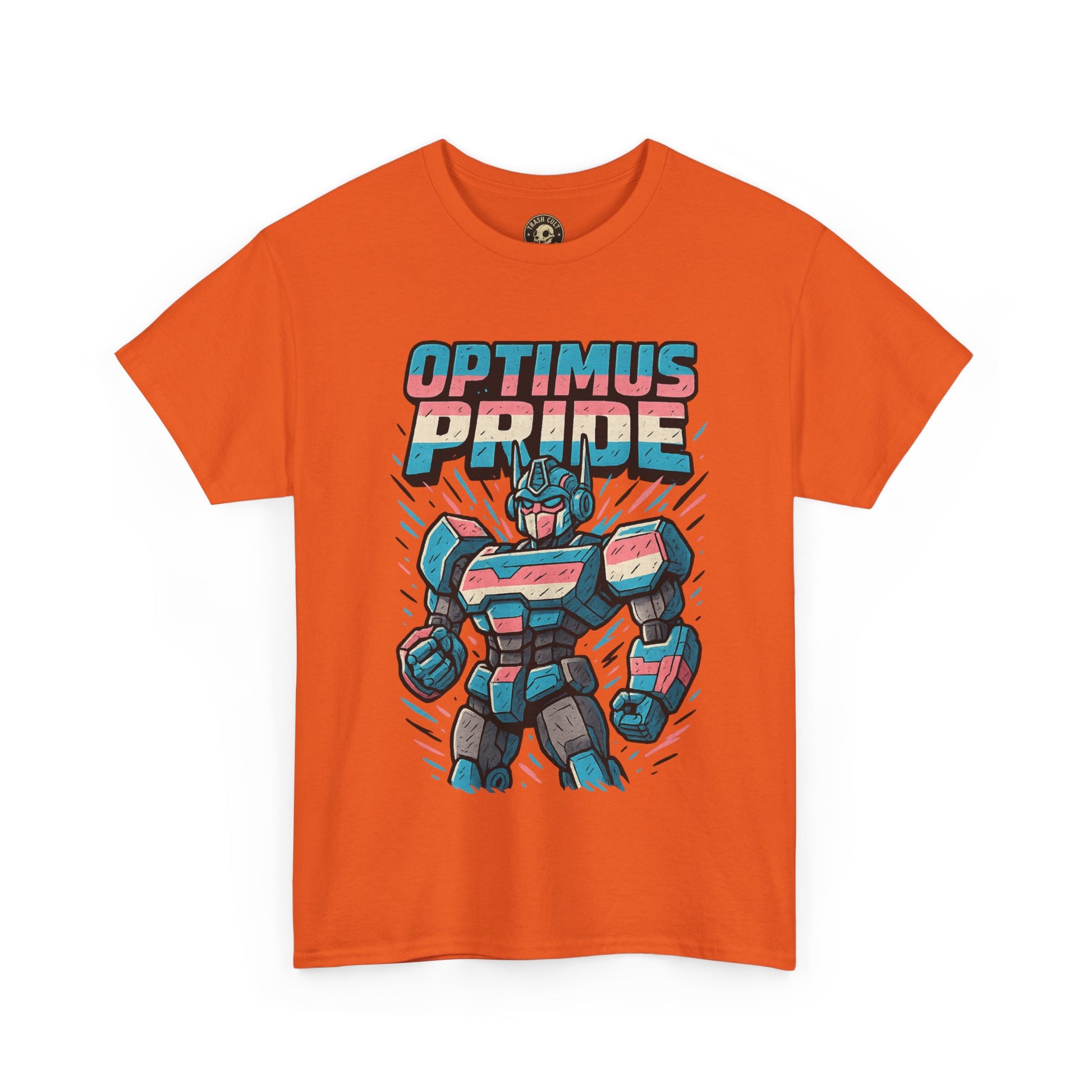 Optimus Pride T-Shirt – Funny Trans Mech LGBTQ+ Graphic Tee | Unisex Heavy Cotton Nerd Pride Shirt