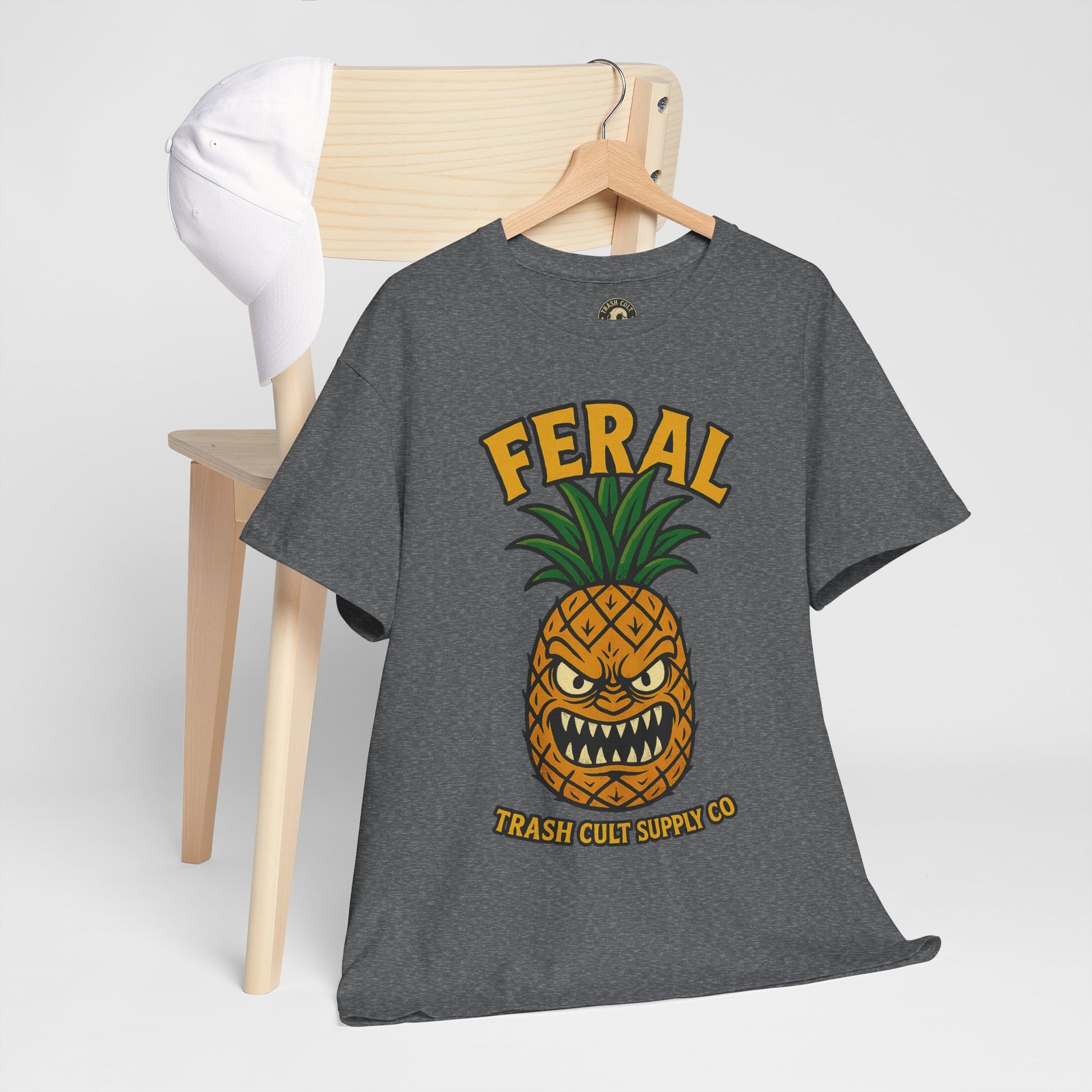 Feral Evil Pineapple Shirt – Aggressive Fruit Trashcore Tee – Gildan 5000 Unisex