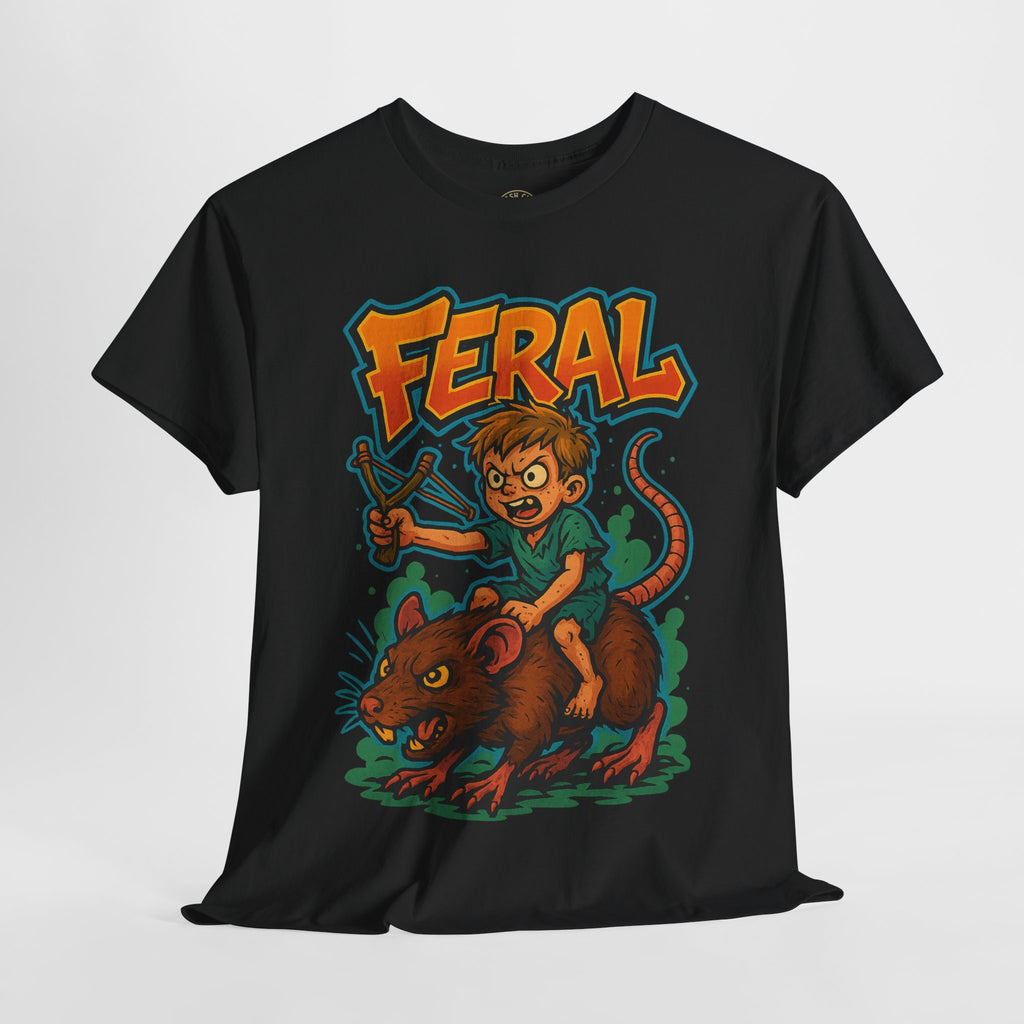 FERAL Graffiti Rat Rider T-Shirt – Bold New School Streetwear | Gildan 5000 Chaos Graphic Tee