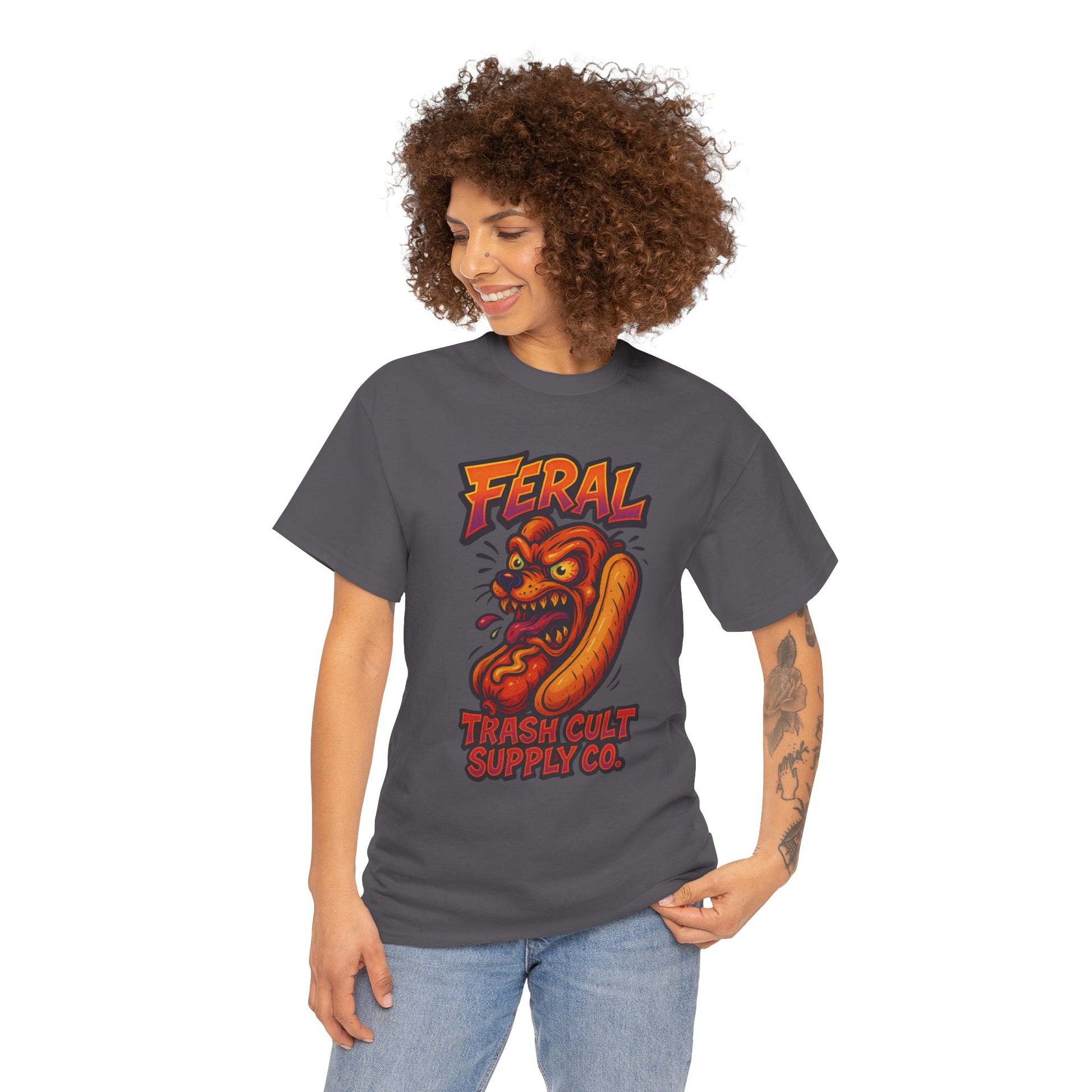 Feral Hot Dog Shirt – Bold Trashcore Art Tee | Trash Cult Supply Co | Gildan 5000 Unisex Fit