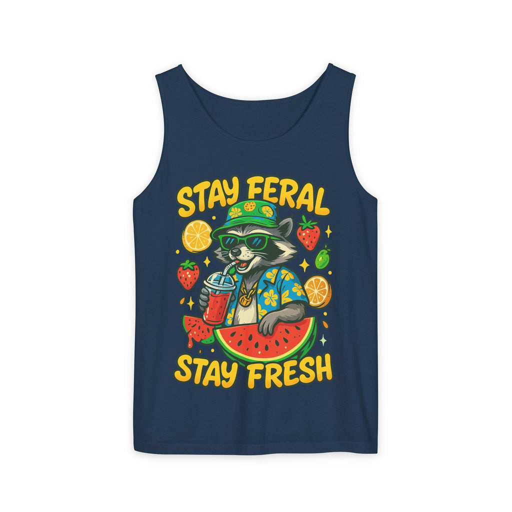 Stay Feral Stay Fresh Tank Top, Summer Apparel, Unisex Graphic Tee, Beachwear, Fun Gift for Animal Lovers