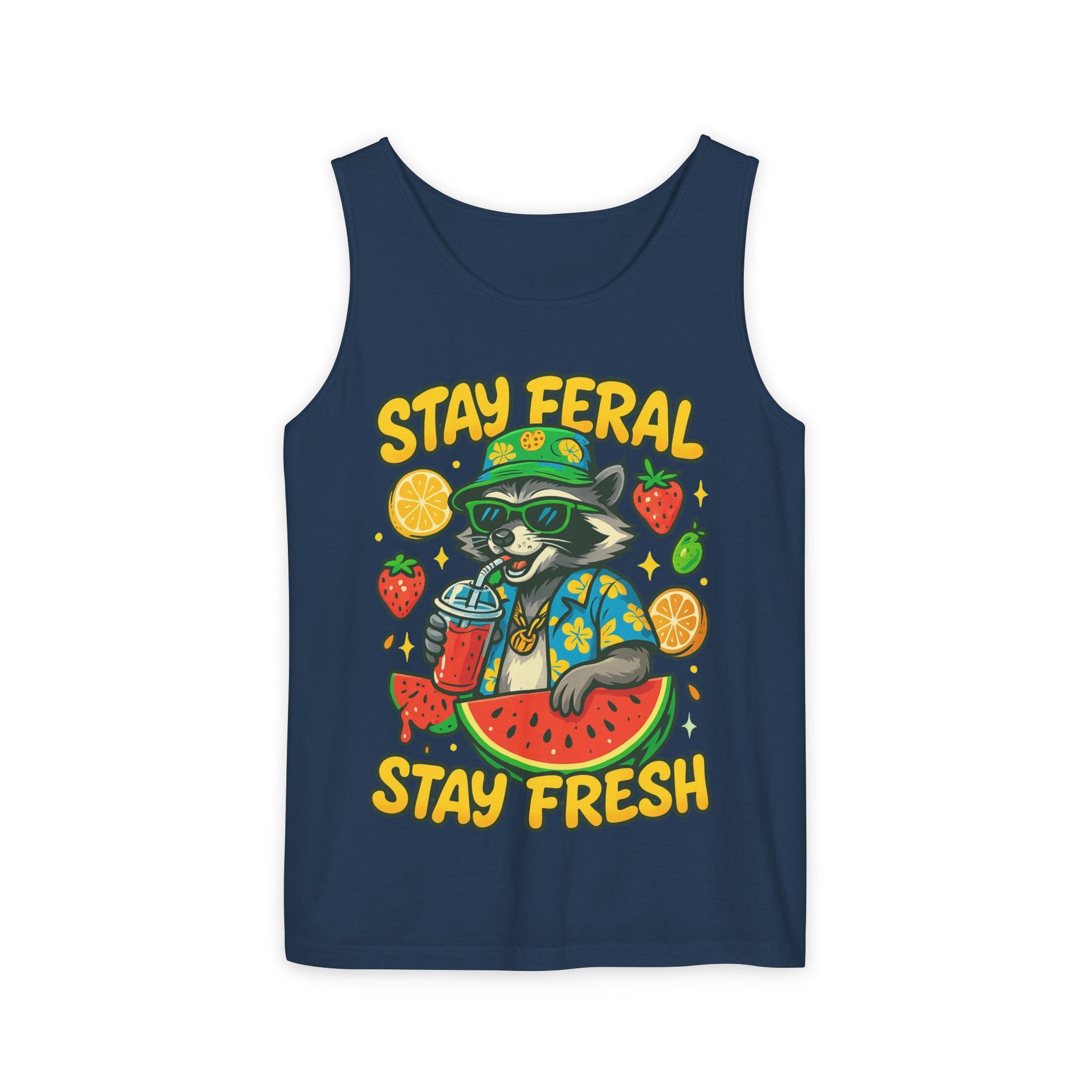 Stay Feral Stay Fresh Tank Top, Summer Apparel, Unisex Graphic Tee, Beachwear, Fun Gift for Animal Lovers