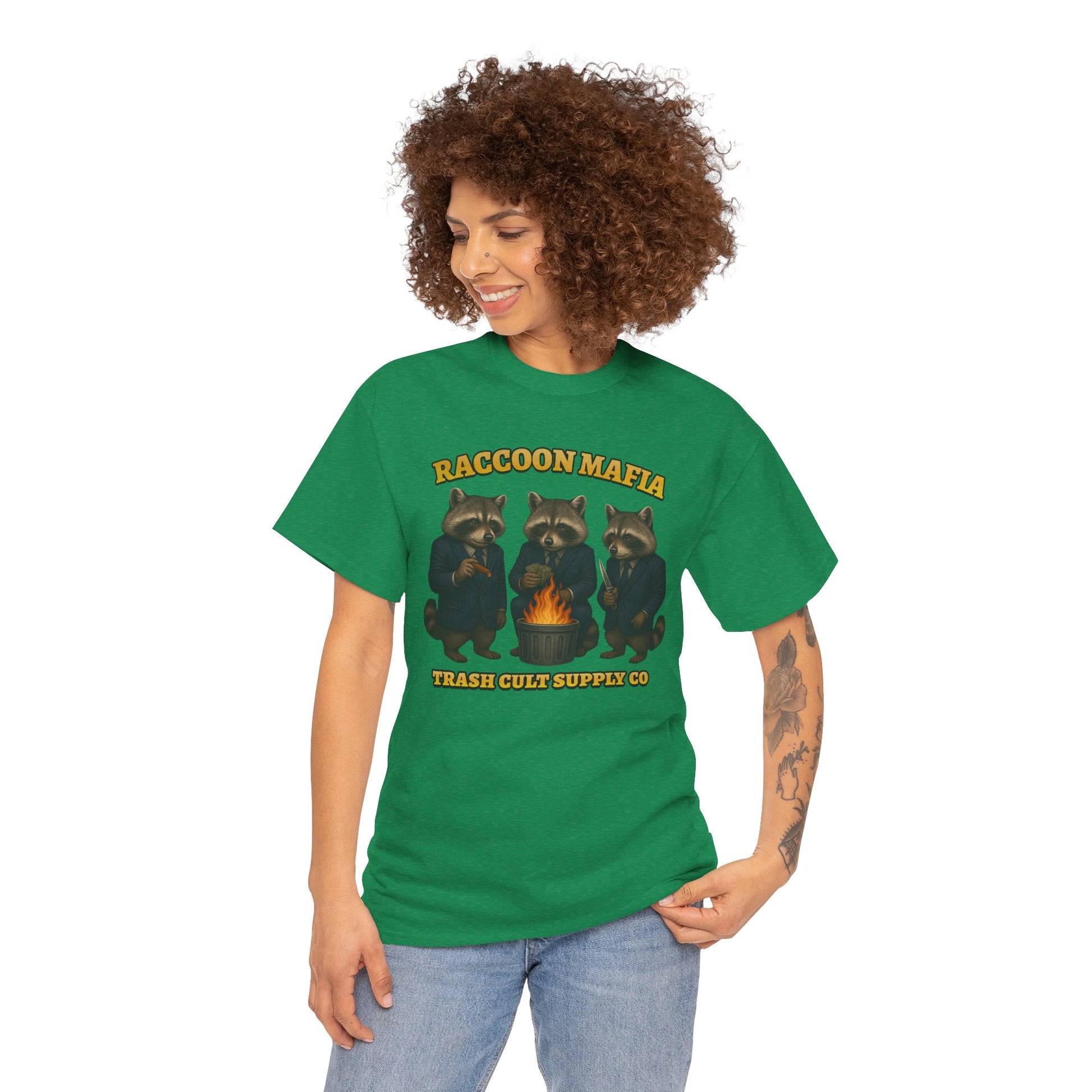 Raccoon Mafia T-Shirt – Realistic Gangster Raccoons in Suits | Trash Cult Supply Co | Gildan 5000