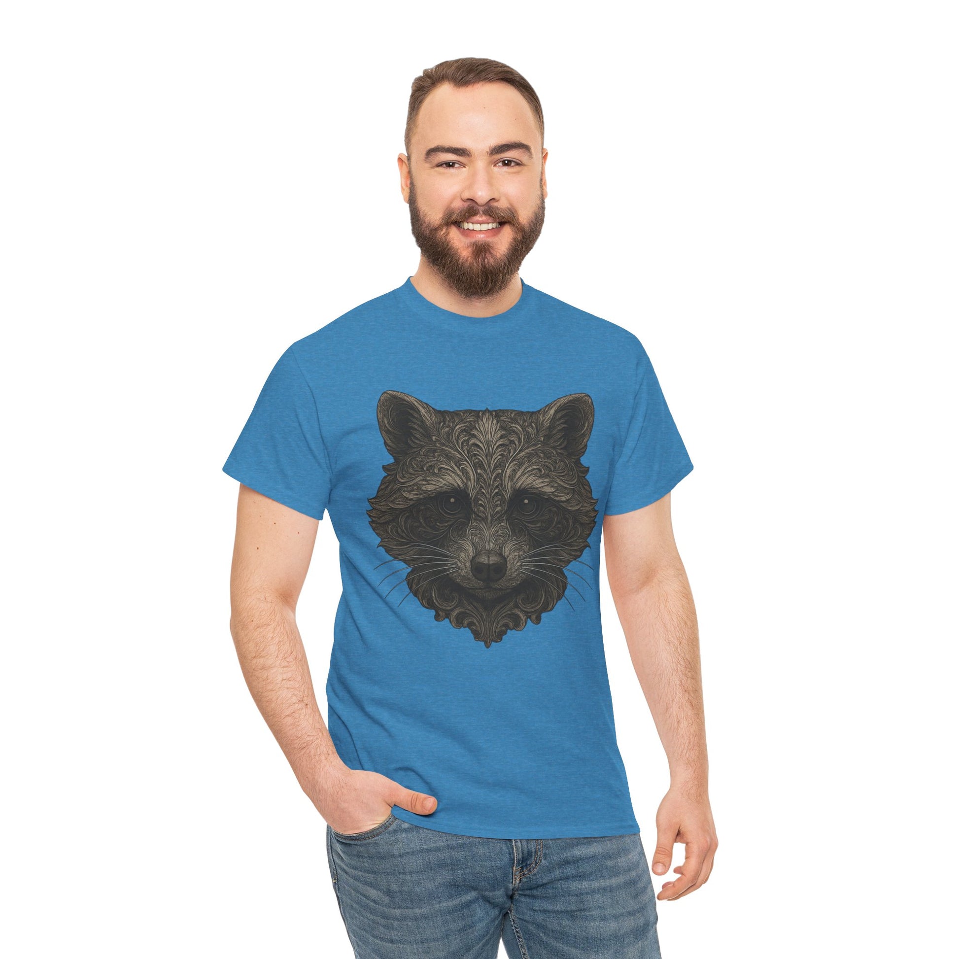 Ornate Raccoon Face Shirt – Intricate Woodland Animal Art Tee – Tattoo-Inspired Forest Aesthetic – Trash Cult Supply Co.