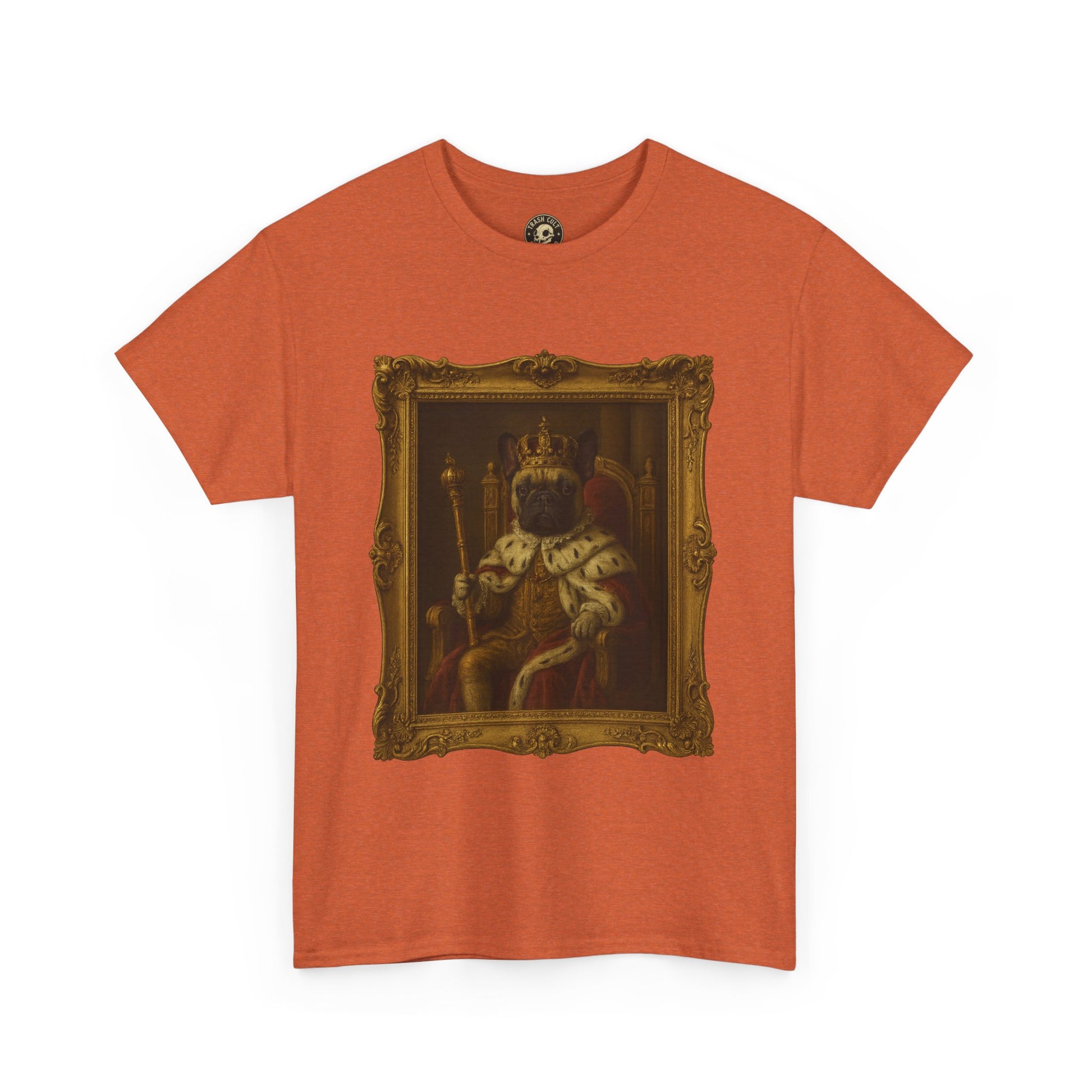 French Bulldog King Baroque Portrait Shirt – Funny Royal Dog Tee – Gildan 5000 Unisex Heavy Cotton