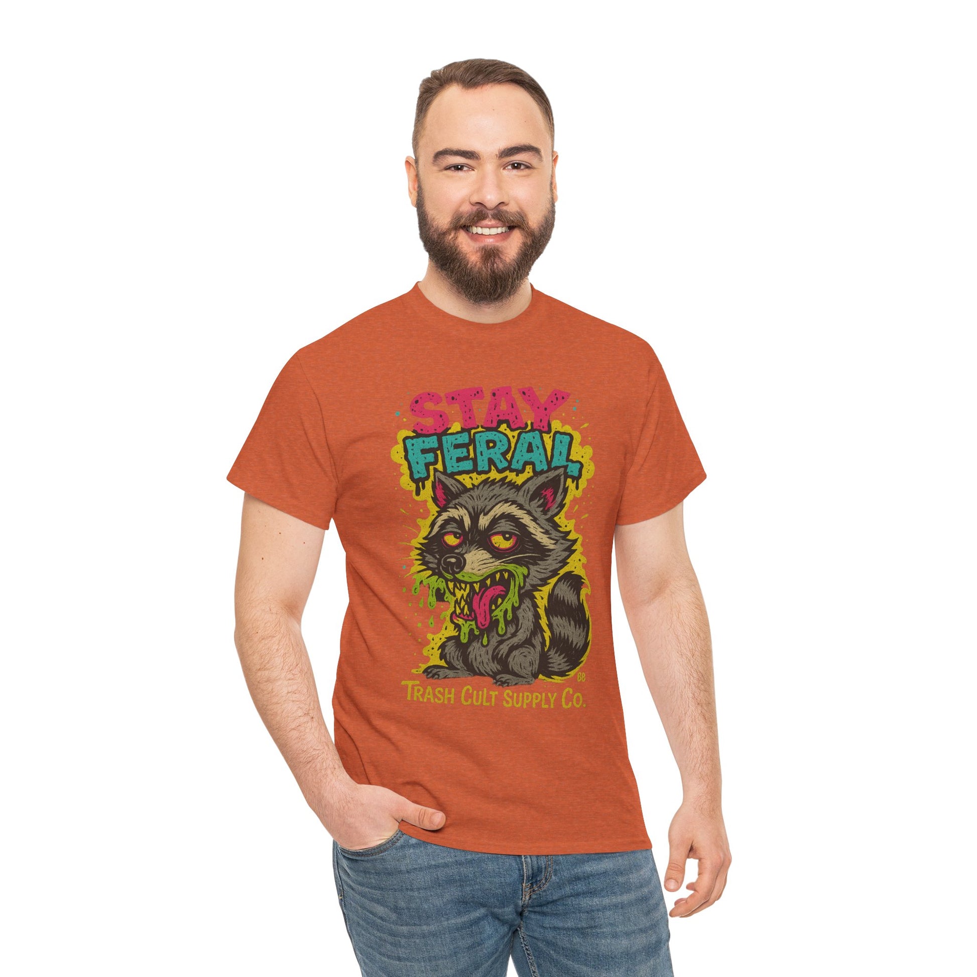Stay Feral Raccoon Lowbrow Tee – Trash Cult Supply Co. | Gildan 5000
