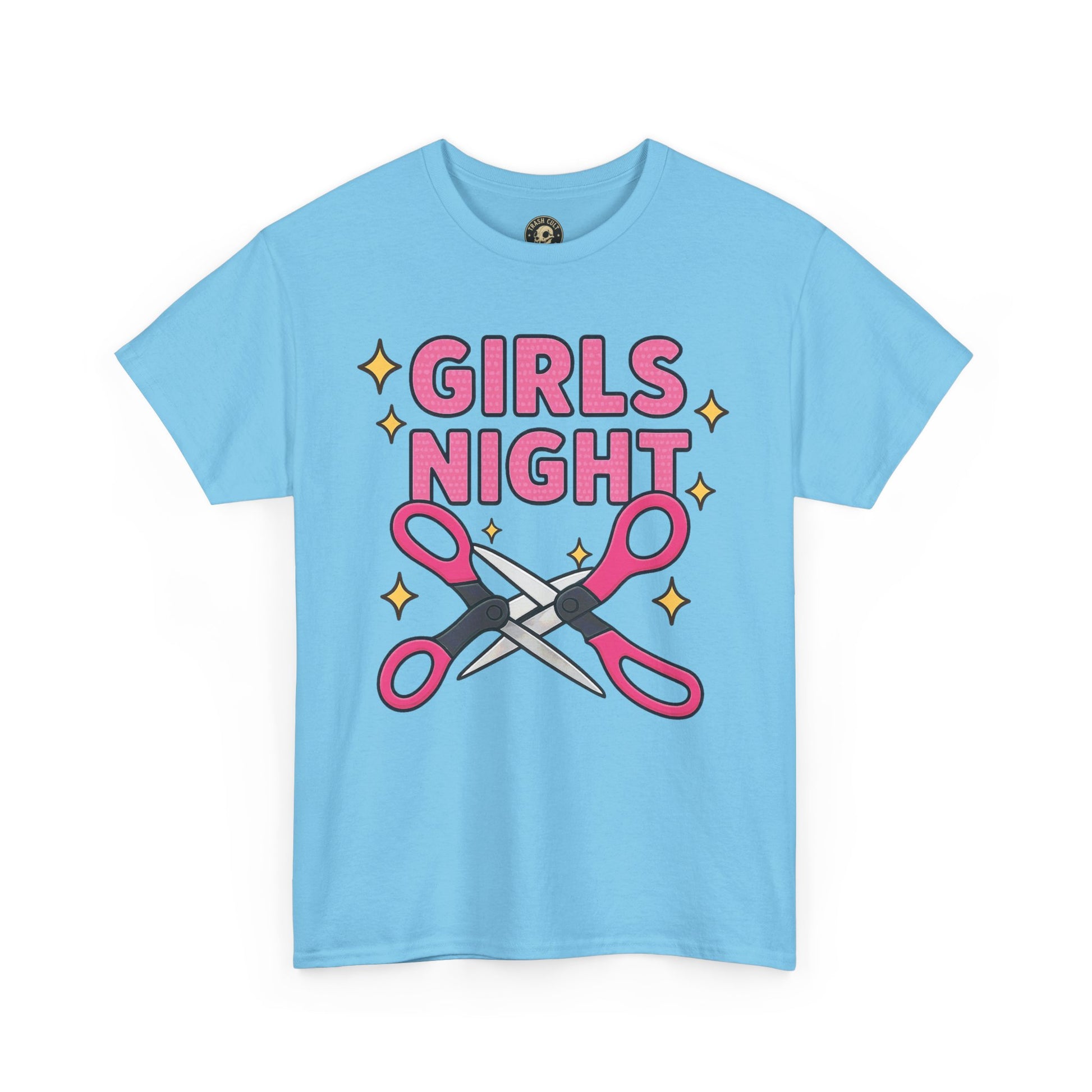 Funny Girls Night Shirt – Lesbian Humor Tee – Pink Scissors Graphic on Gildan 5000