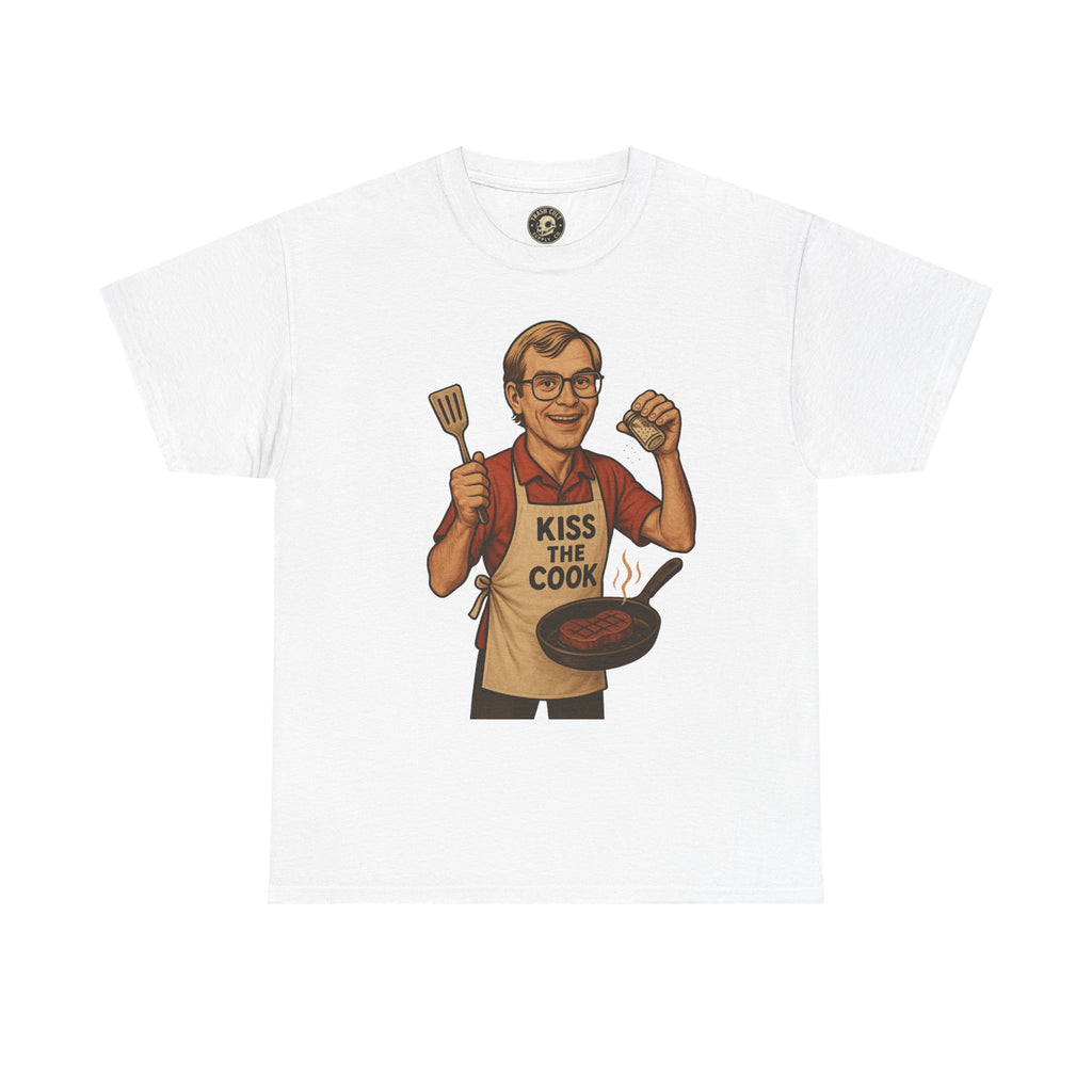 Kiss the Cook Dark Humor Chef Shirt – Creepy Retro Kitchen Parody