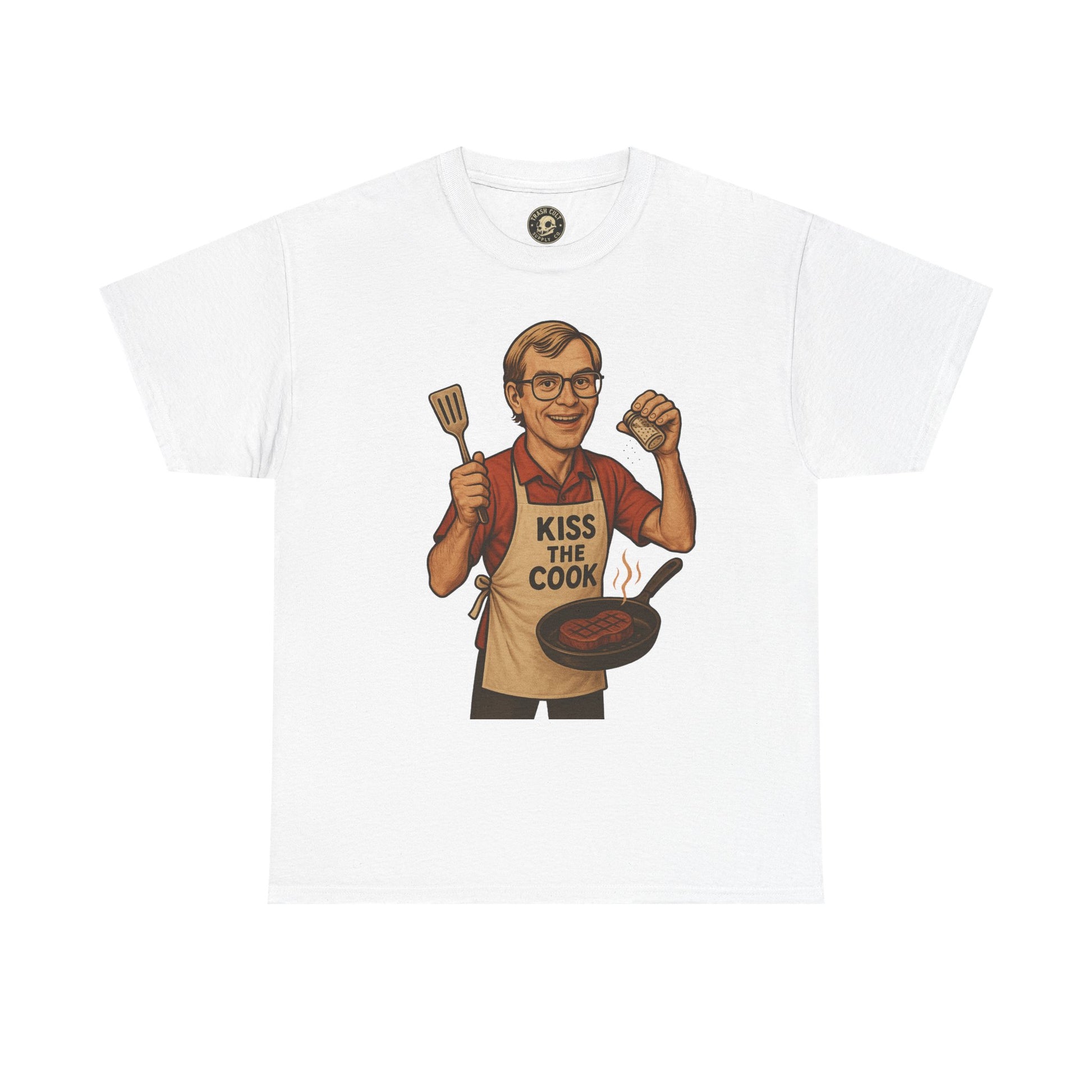 Kiss the Cook Dark Humor Chef Shirt – Creepy Retro Kitchen Parody