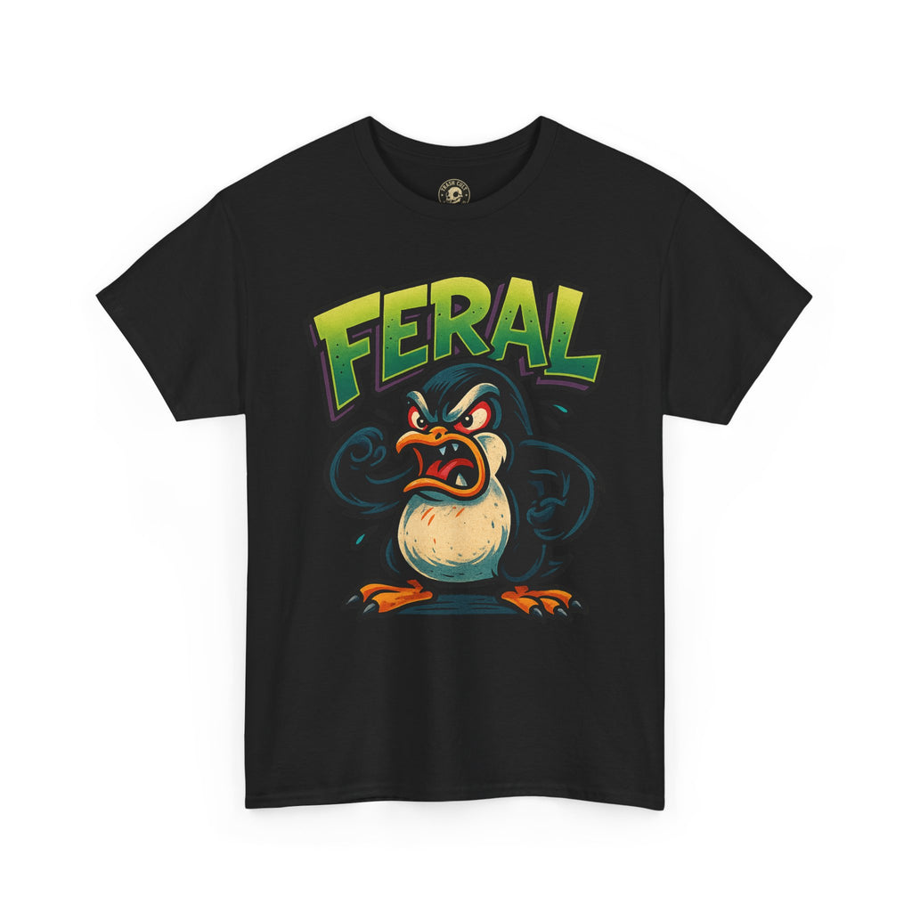Feral Penguin T-Shirt – Funny Unisex Cotton Tee | Bold Animal Graphic Shirt, Quirky Gift Idea