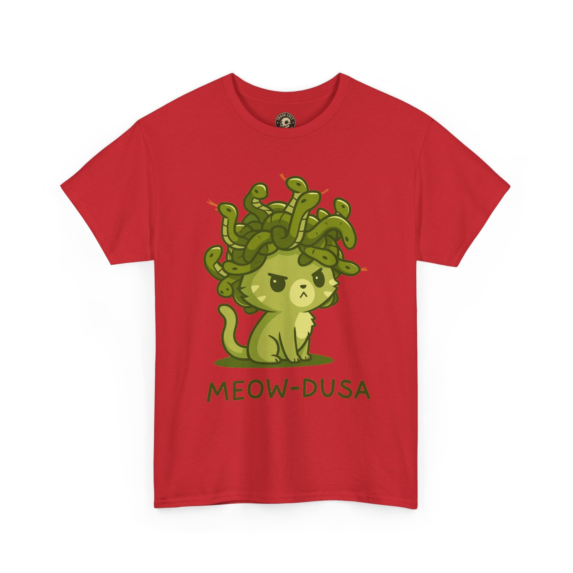 Meow-dusa Funny Cat Medusa T-Shirt – Gildan 5000 Heavy Cotton Tee