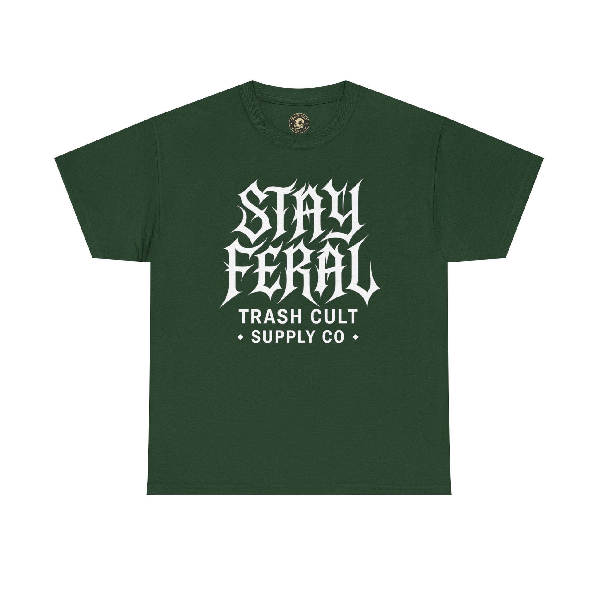 Unisex Heavy Cotton Tee - Stay Feral Graphic Tee, Streetwear Shirt, Gift for Wild Spirits, Eco-Friendly Casualwear, Summer Fashion