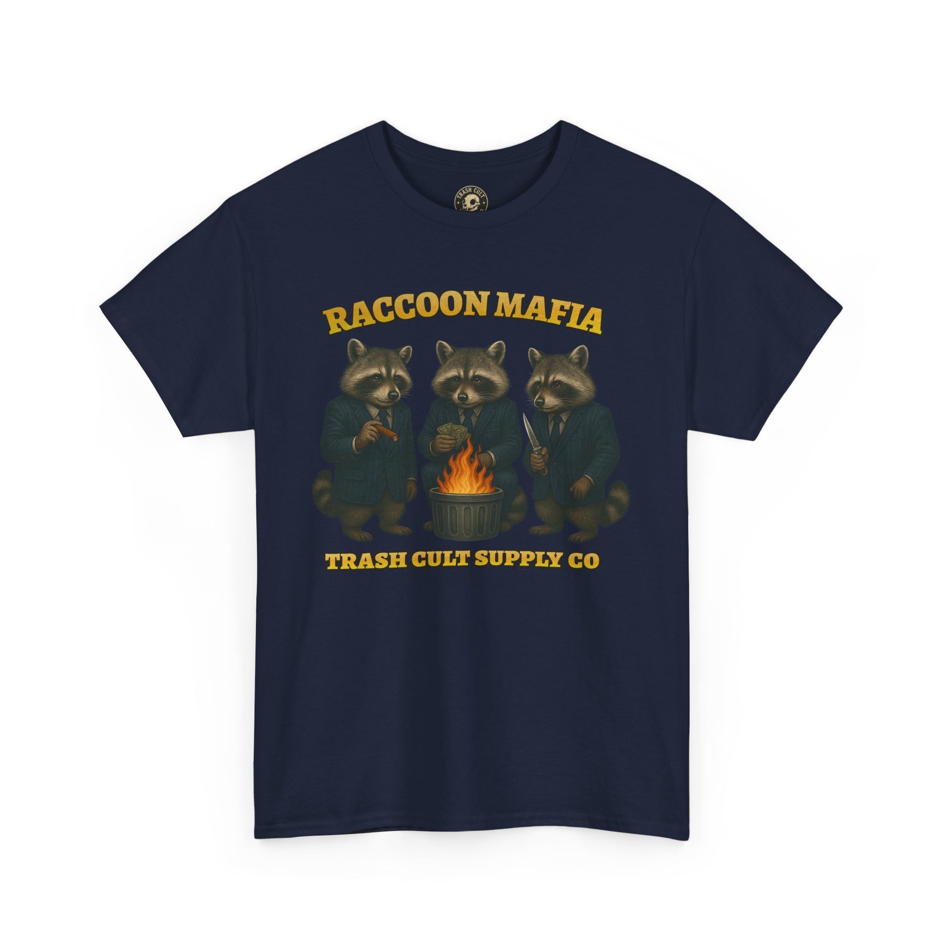 Raccoon Mafia T-Shirt – Realistic Gangster Raccoons in Suits | Trash Cult Supply Co | Gildan 5000
