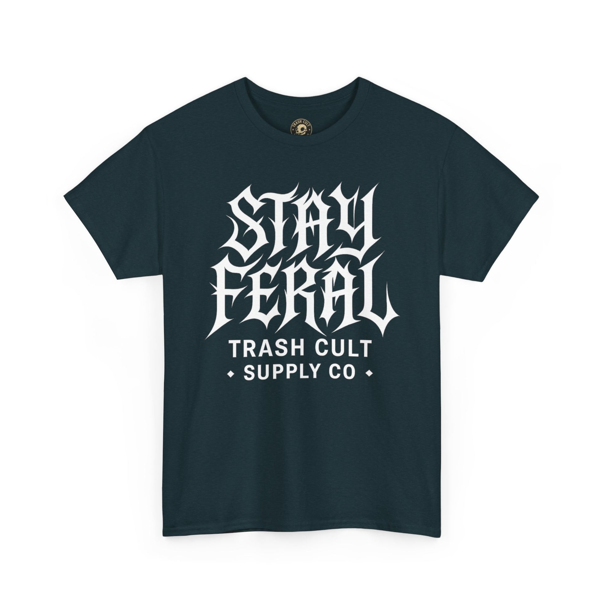 Unisex Heavy Cotton Tee - Stay Feral Graphic Tee, Streetwear Shirt, Gift for Wild Spirits, Eco-Friendly Casualwear, Summer Fashion