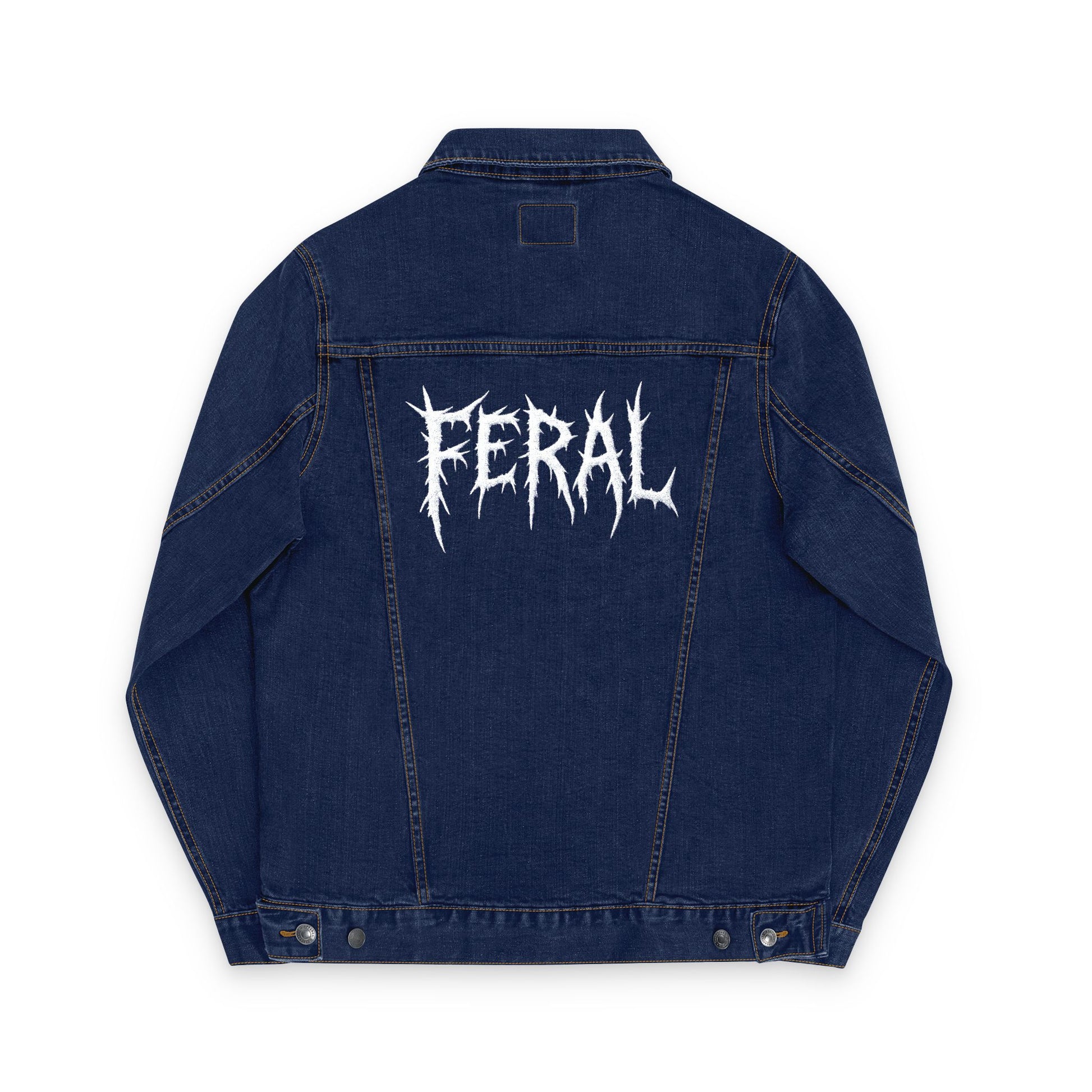FERAL Embroidered Denim Jacket – Trash Cult Supply Co. (Black or Classic Denim)