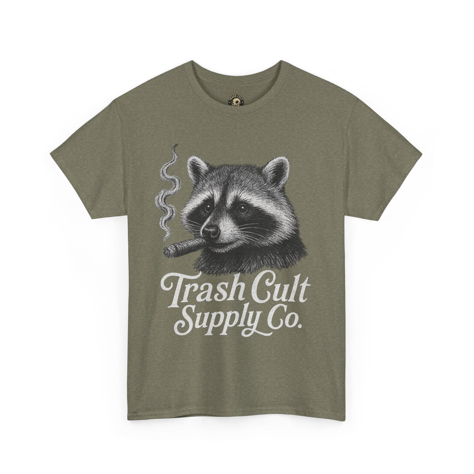 Monochrome Raccoon Cigar Shirt – Trash Cult Supply Co. | Gildan 5000 Tee