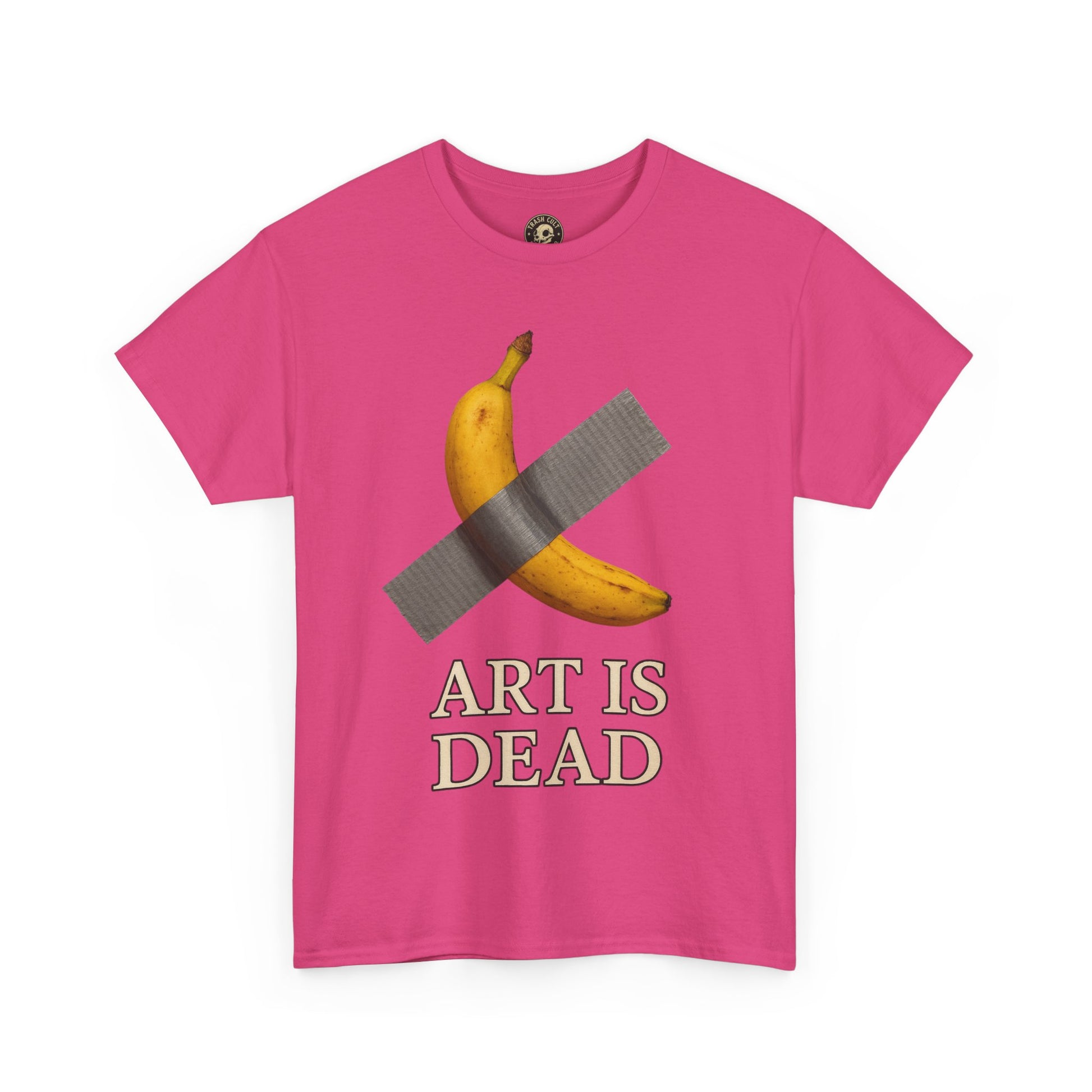 “ART IS DEAD” Banana Duct Tape Meme Tee – Satirical Art Parody Shirt by Trash Cult Supply Co.