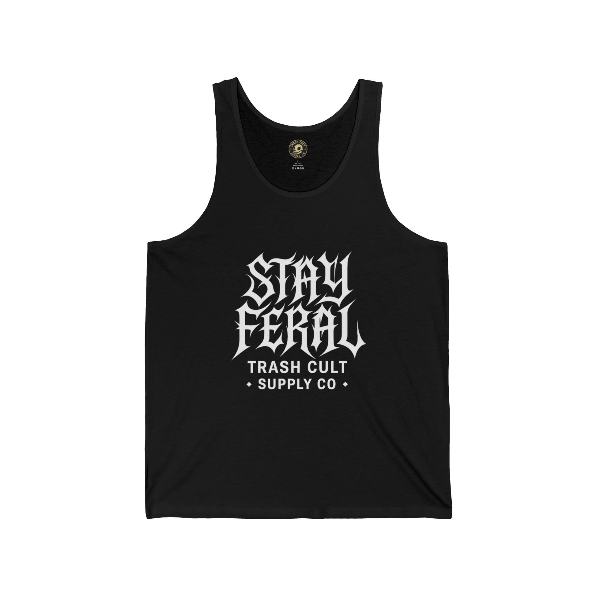 Stay Feral Unisex Jersey Tank | Cool Graphic Top for Summer, Gift for Outdoor Lovers, Festival Wear, Streetwear, Vintage Look