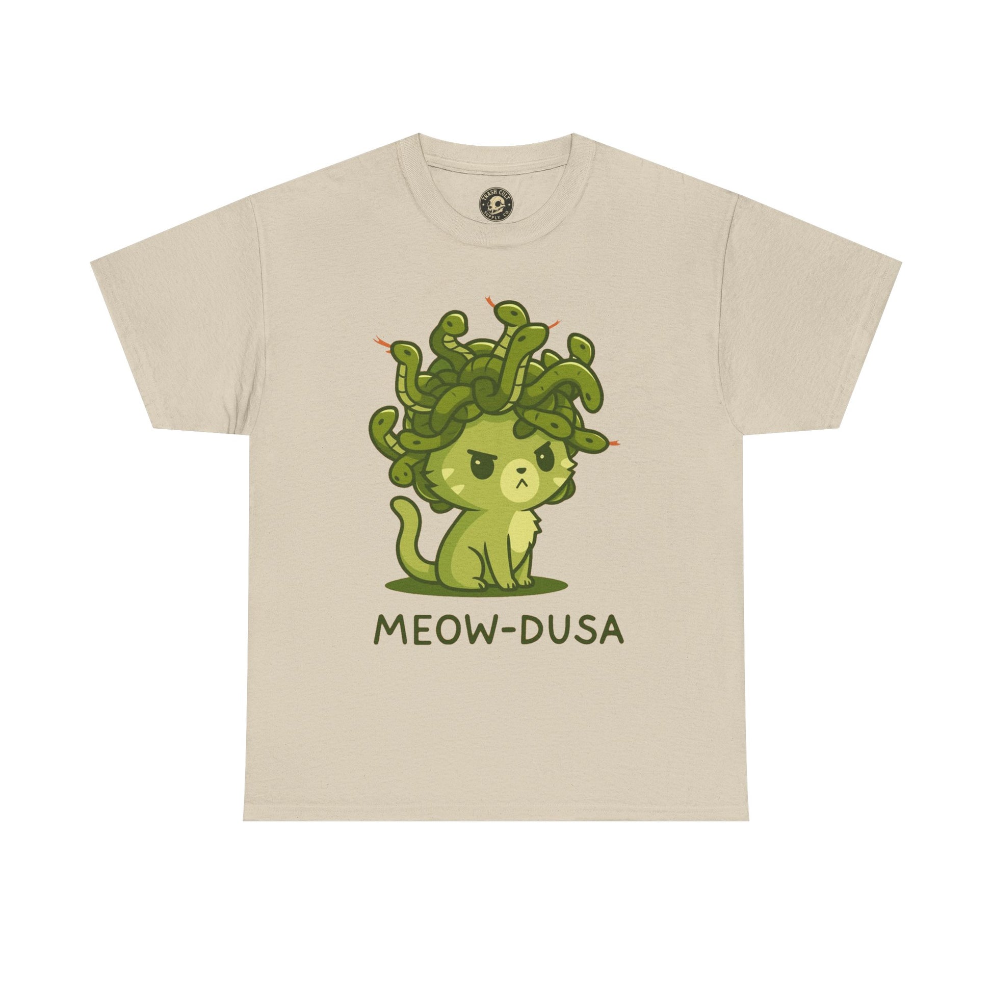 Meow-dusa Funny Cat Medusa T-Shirt – Gildan 5000 Heavy Cotton Tee