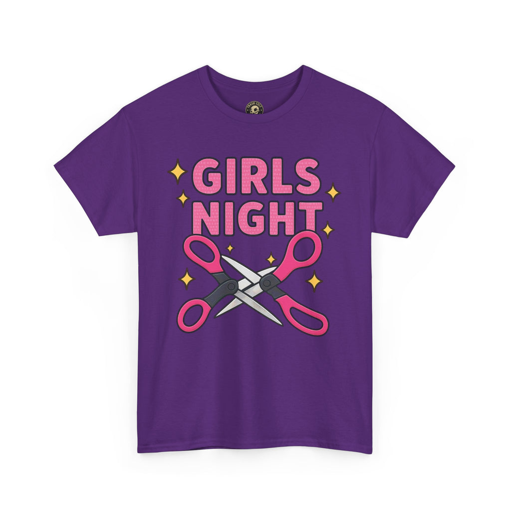 Funny Girls Night Shirt – Lesbian Humor Tee – Pink Scissors Graphic on Gildan 5000