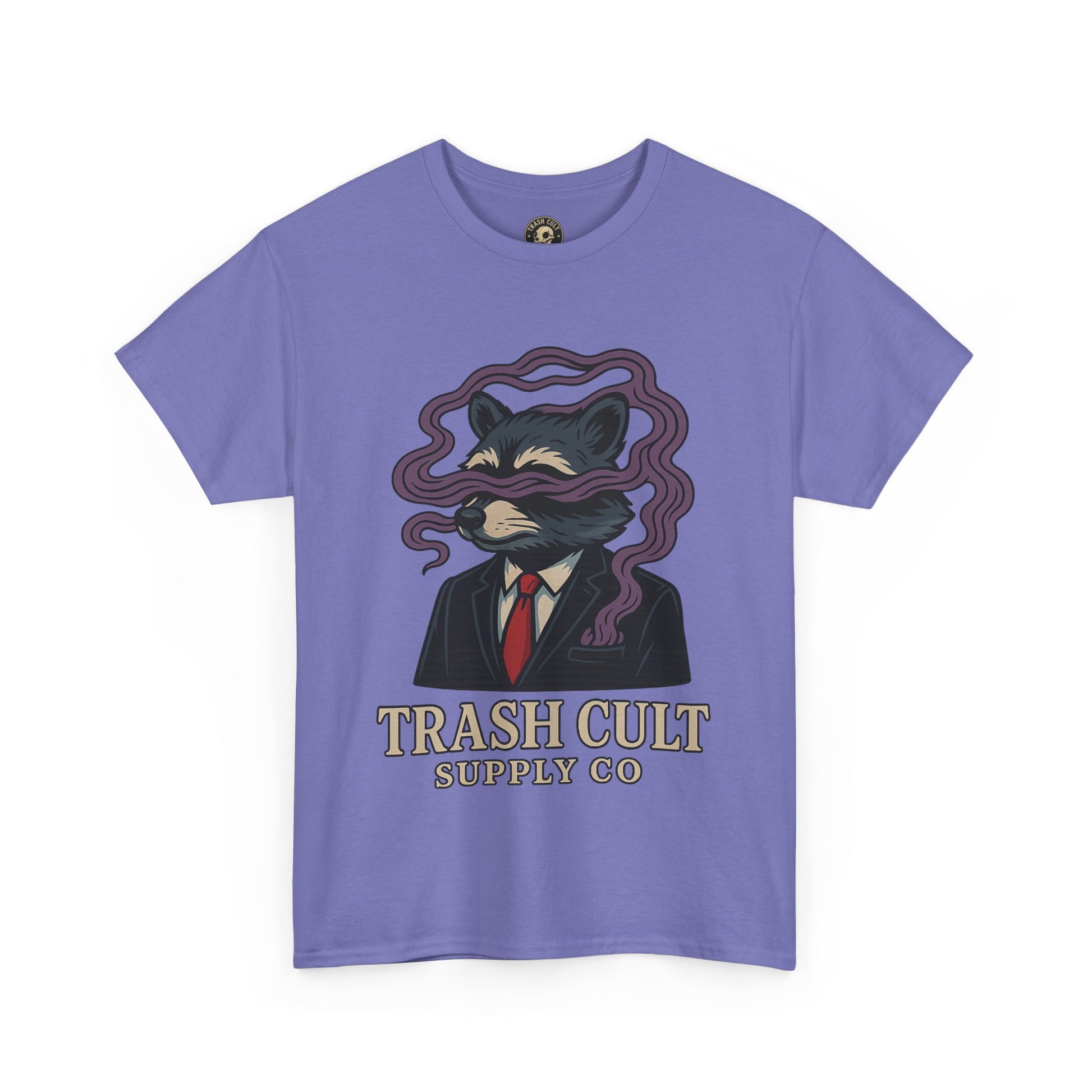 Suited Raccoon Smoke Design – Trash Cult Supply Co | Bold Graffiti Tattoo Tee